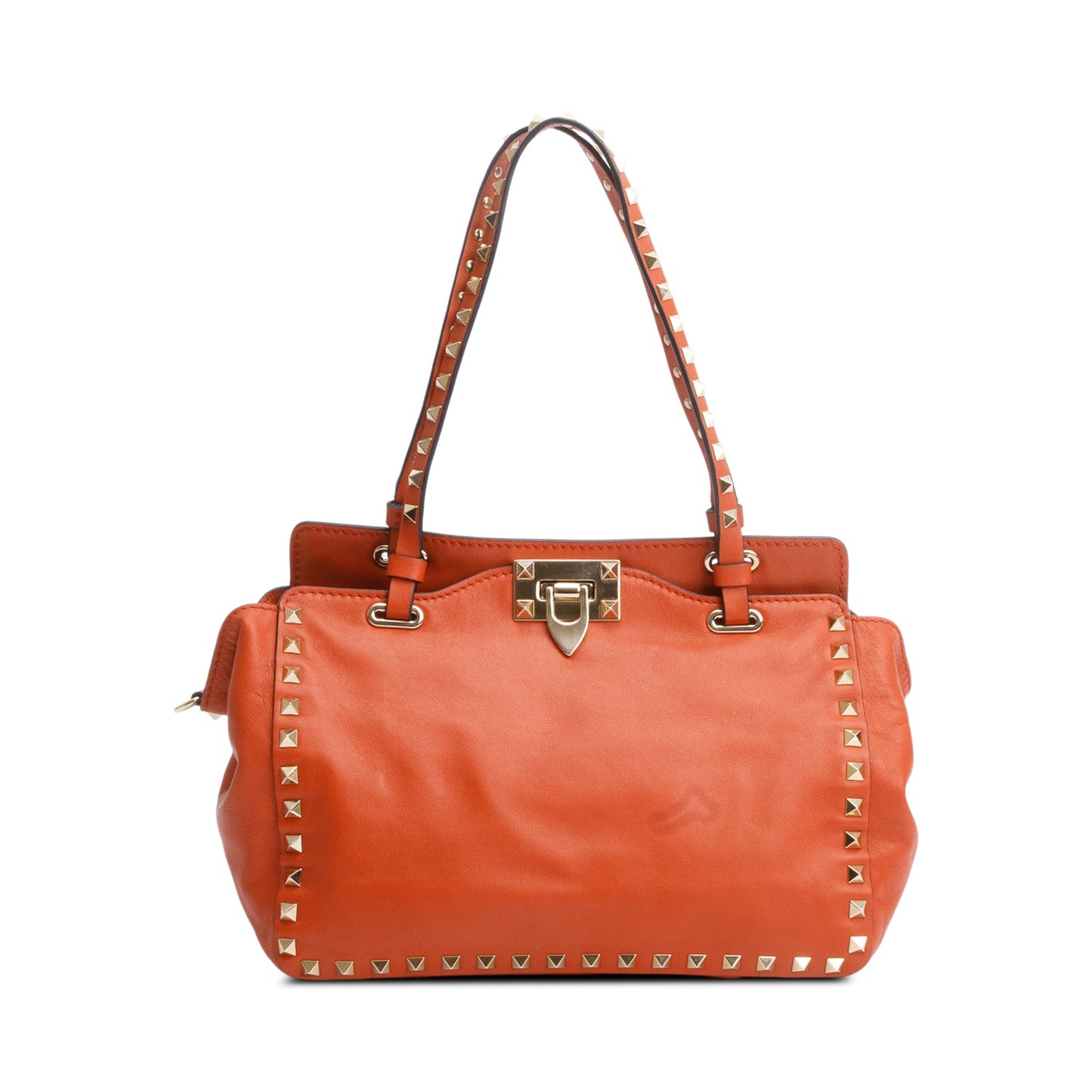 Valentino Coral Calfskin Leather Small Rockstud Tote Bag