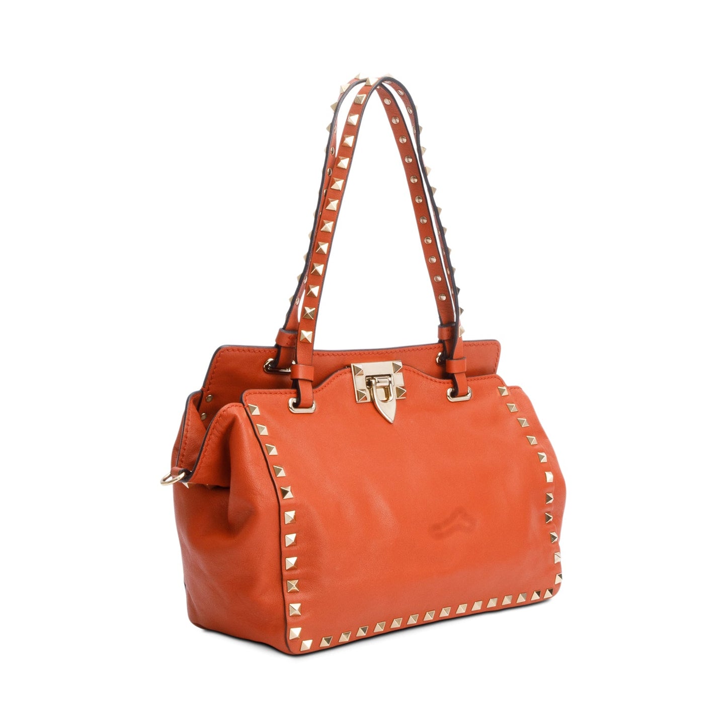 Valentino Coral Calfskin Leather Small Rockstud Tote Bag