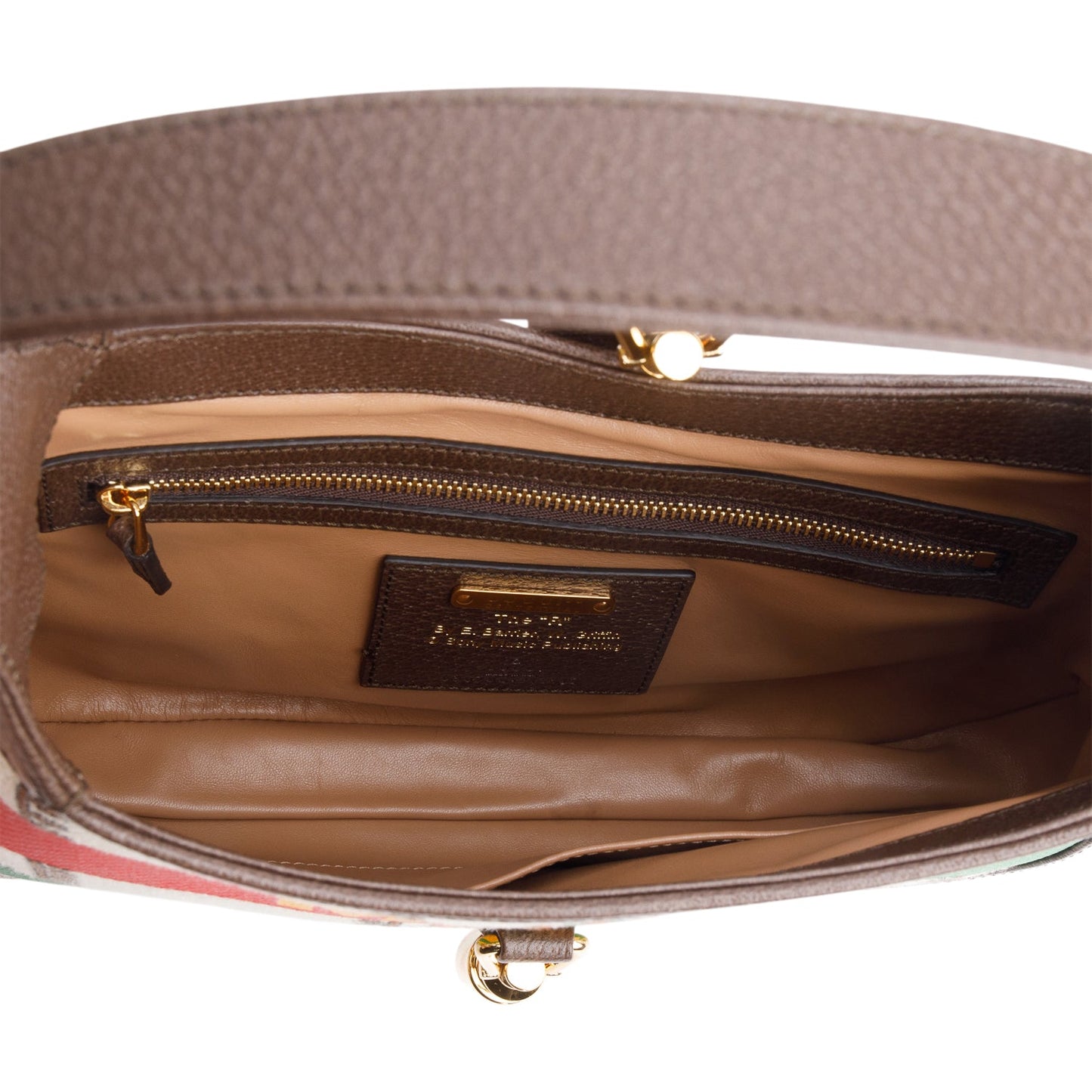Gucci Neutral & Multicolor Music Is Mine Canvas Brown Leather Trim Small Jackie 1961 Shoulder Bag