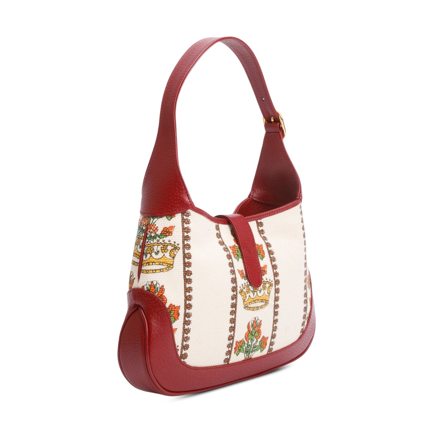 Gucci Neutral & Multicolor Music Is Mine Canvas Red Leather Trim Small Jackie 1961 Shoulder Bag