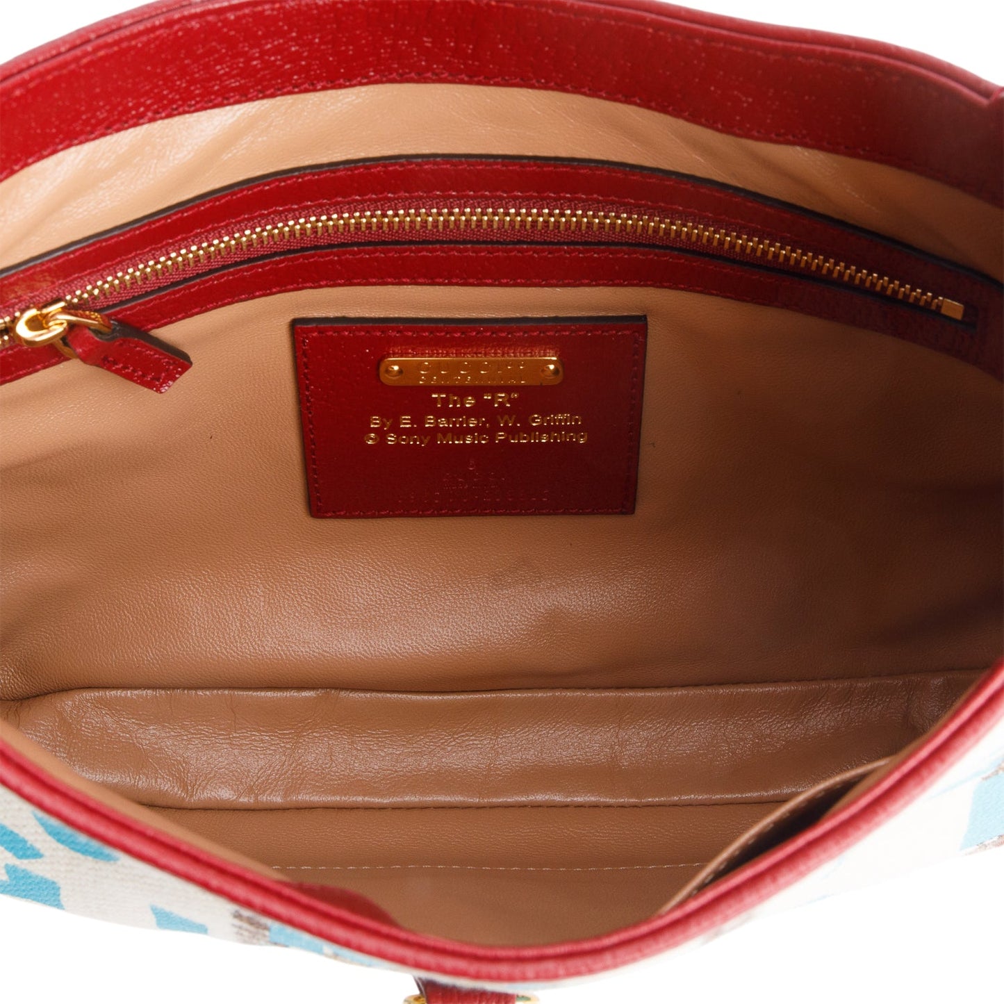 Gucci Neutral & Multicolor Music Is Mine Canvas Red Leather Trim Small Jackie 1961 Shoulder Bag