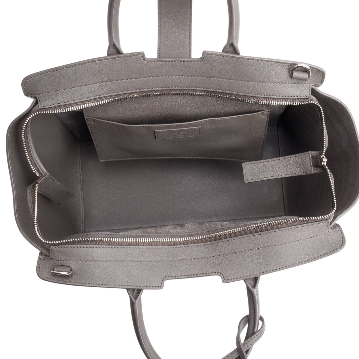 Saint Laurent Grey Calfskin and Croc Embossed Leather Downtown Baby Cabas Tote Bag