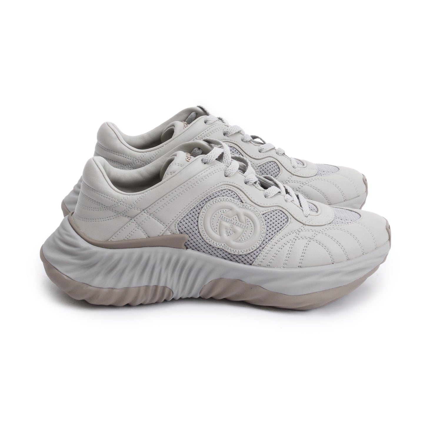 Gucci Grey Leather Men's Ripple Sneakers, Size 6