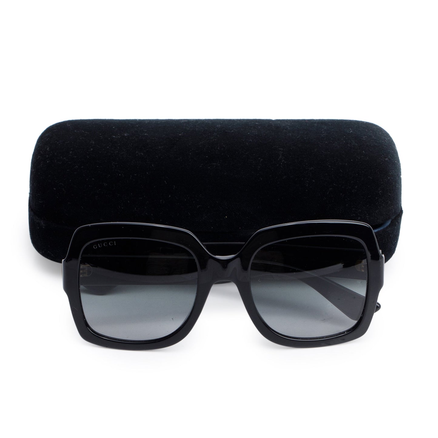 Gucci GG0036S Black Acetate Interlocking G Accent Oversize Square Sunglasses