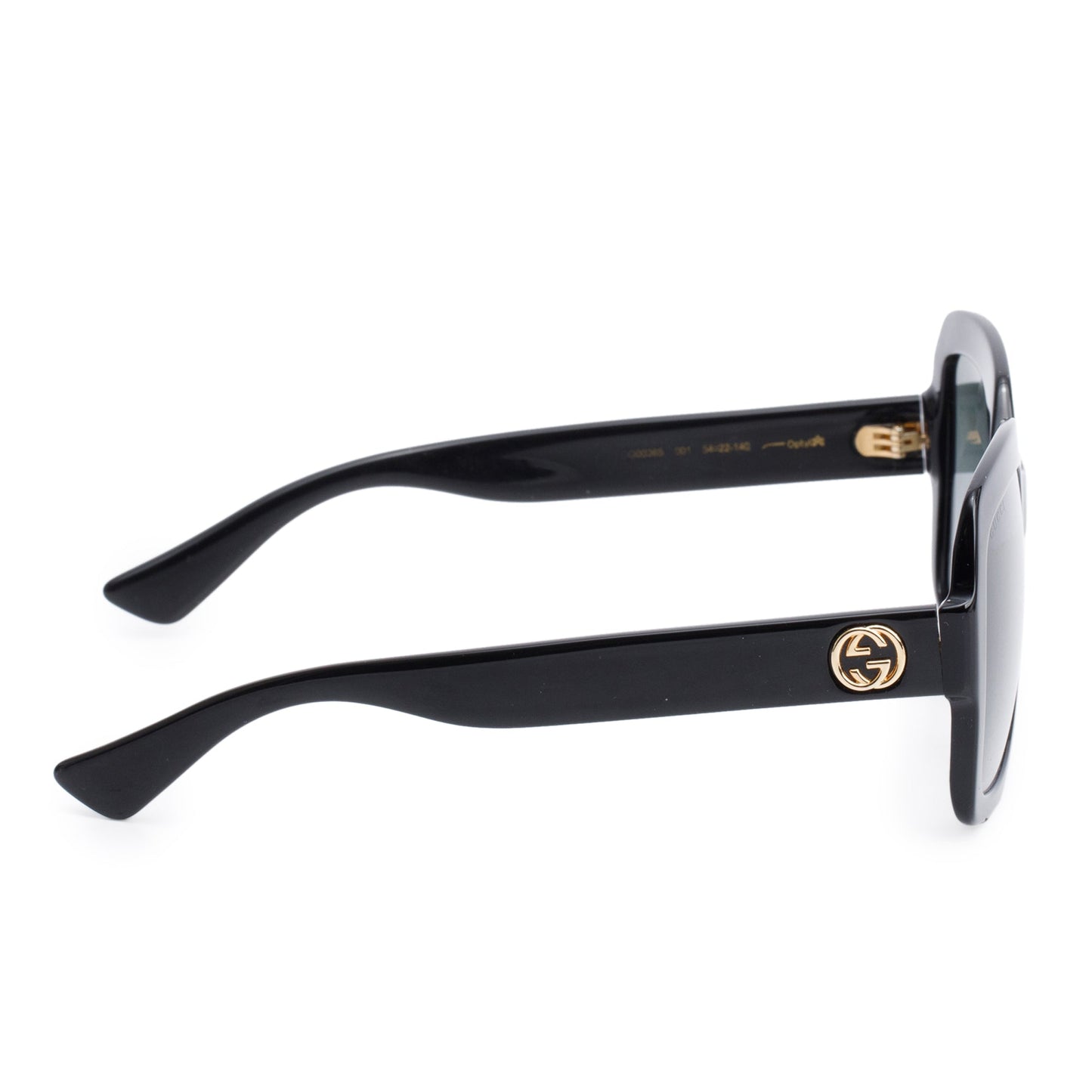 Gucci GG0036S Black Acetate Interlocking G Accent Oversize Square Sunglasses