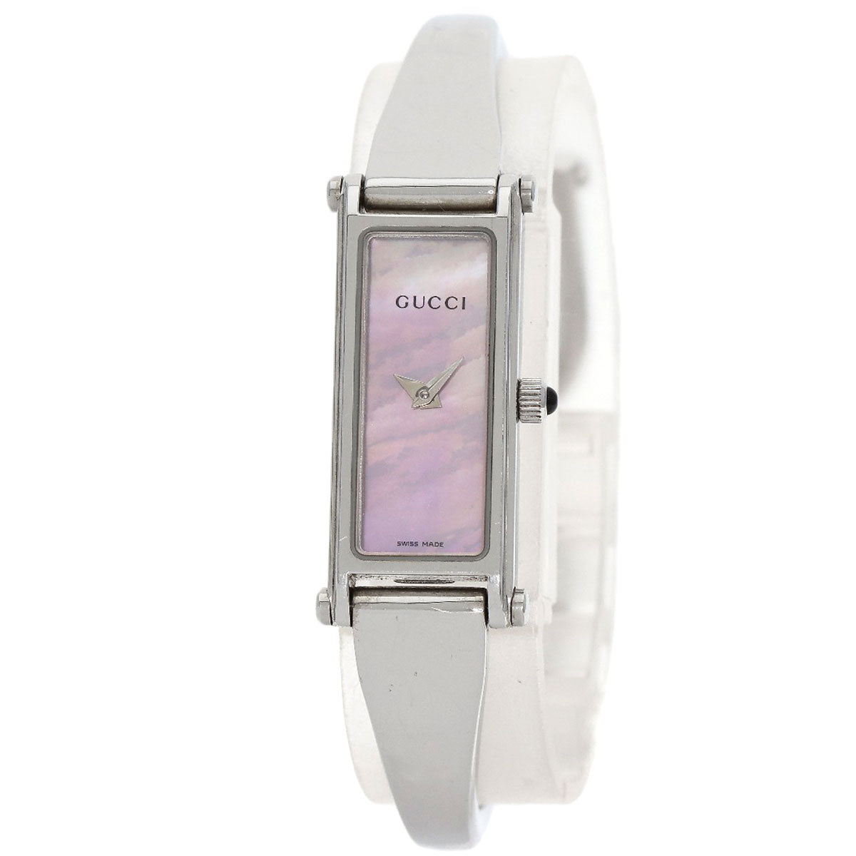 GUCCI Watches Quartz 1500L Stainless Steel , Stainless Steel Silver Square face Pink shell dial Women