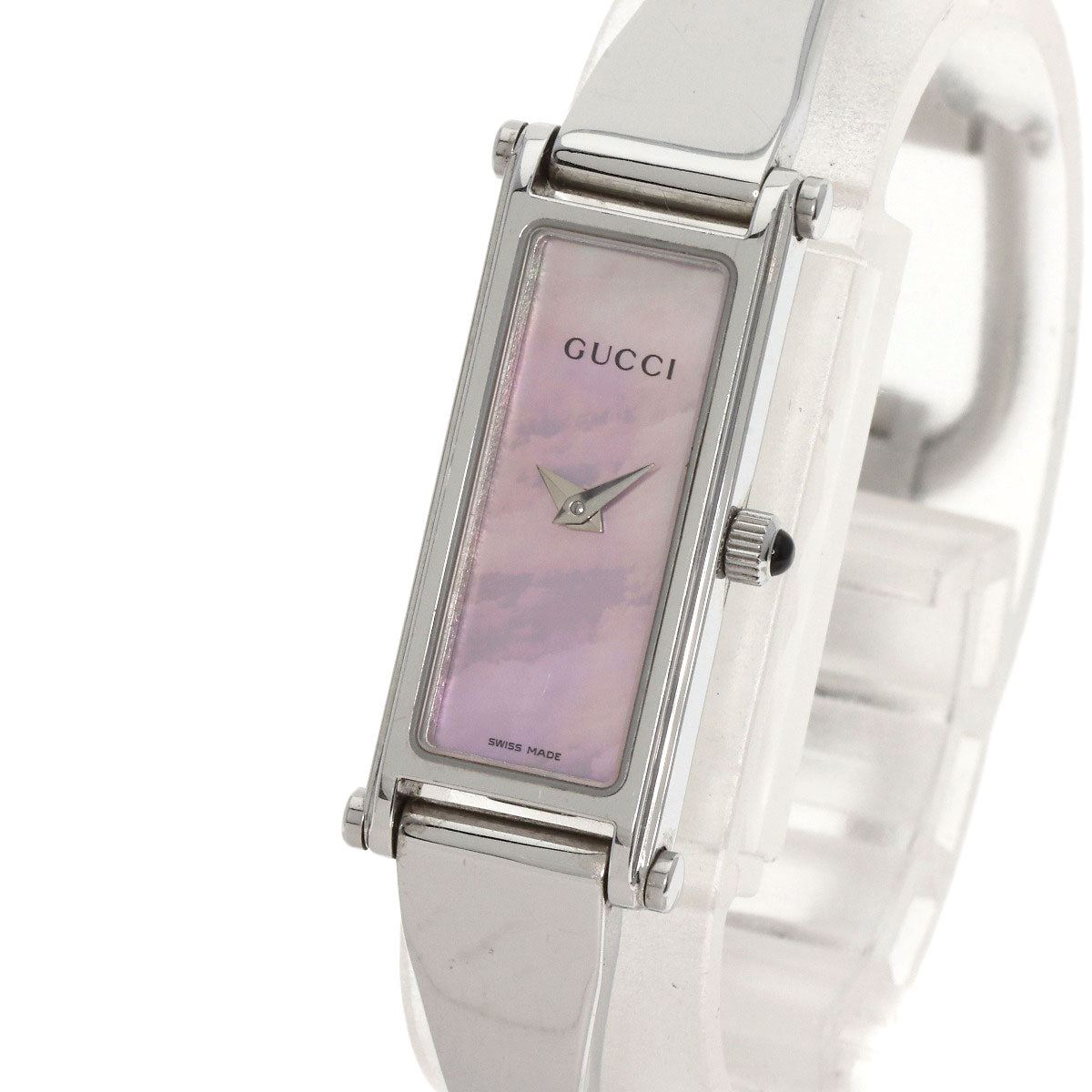 GUCCI Watches Quartz 1500L Stainless Steel , Stainless Steel Silver Square face Pink shell dial Women