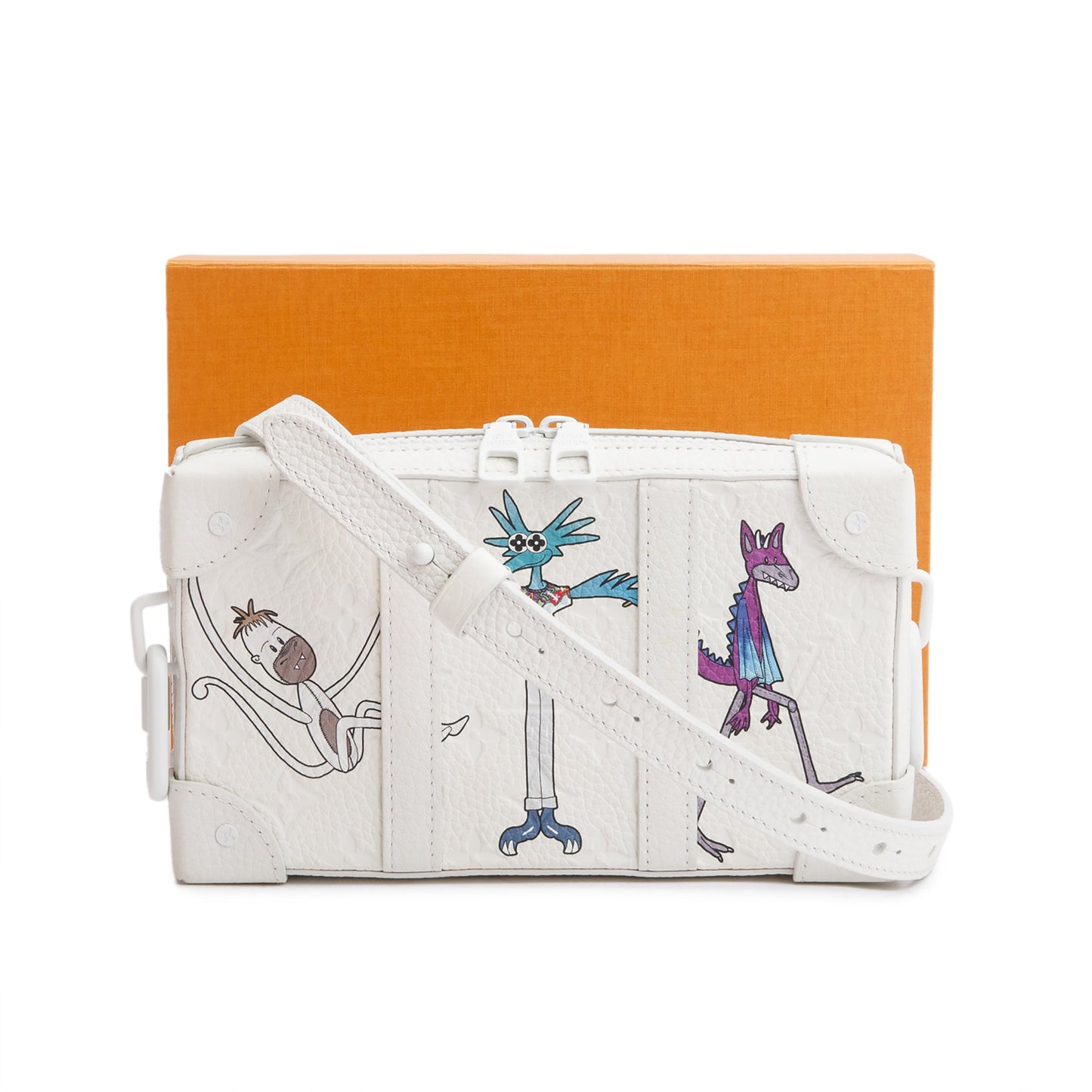 Louis Vuitton 2020 White Monogram Taurillon LV Friends Soft Trunk Wallet Crossbody