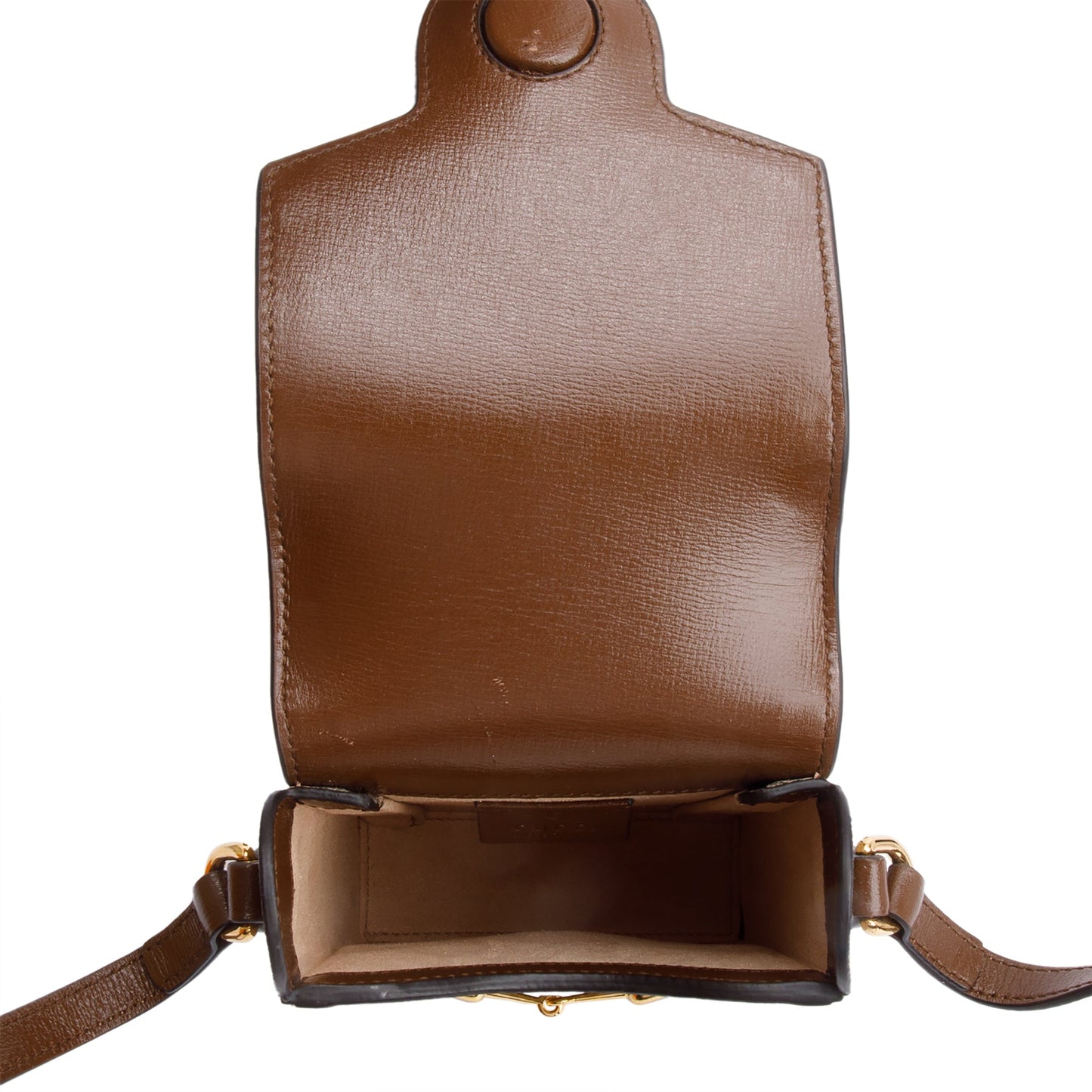 Gucci GG Supreme Brown Leather Trim Mini Horsebit 1955 Crossbody Bag