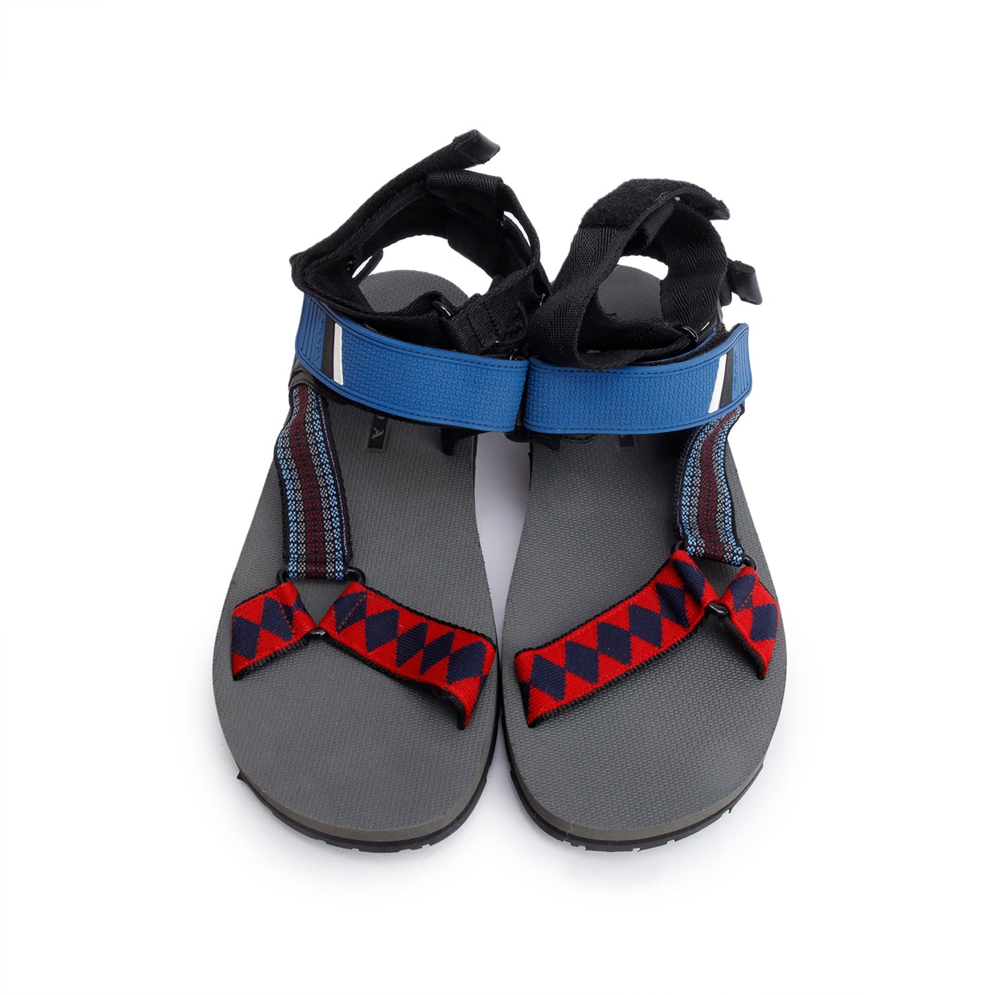 Prada Grey Rubber Printed Teva Sling Back Gladiator Sandals, Size 9
