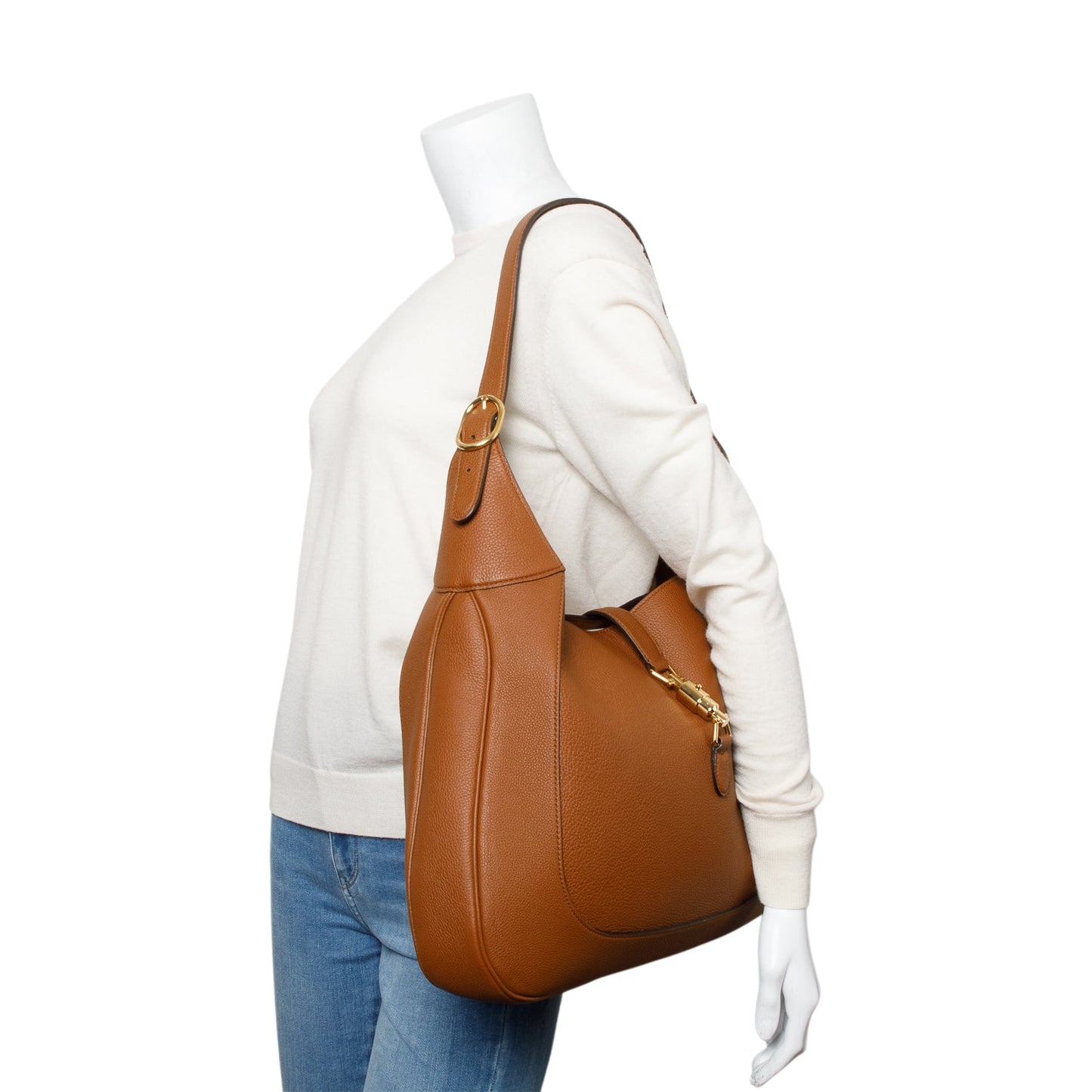 Gucci Brown Calfskin Leather Large Jackie 1961 Hobo Bag