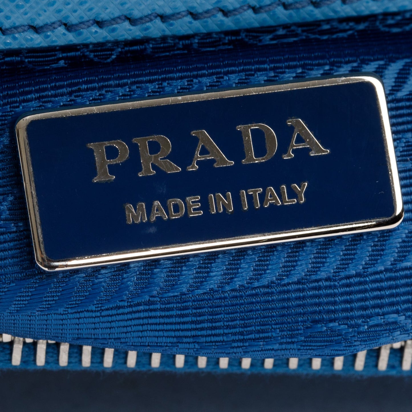 Prada Blue Saffiano Leather Small Double Zip Galleria Tote