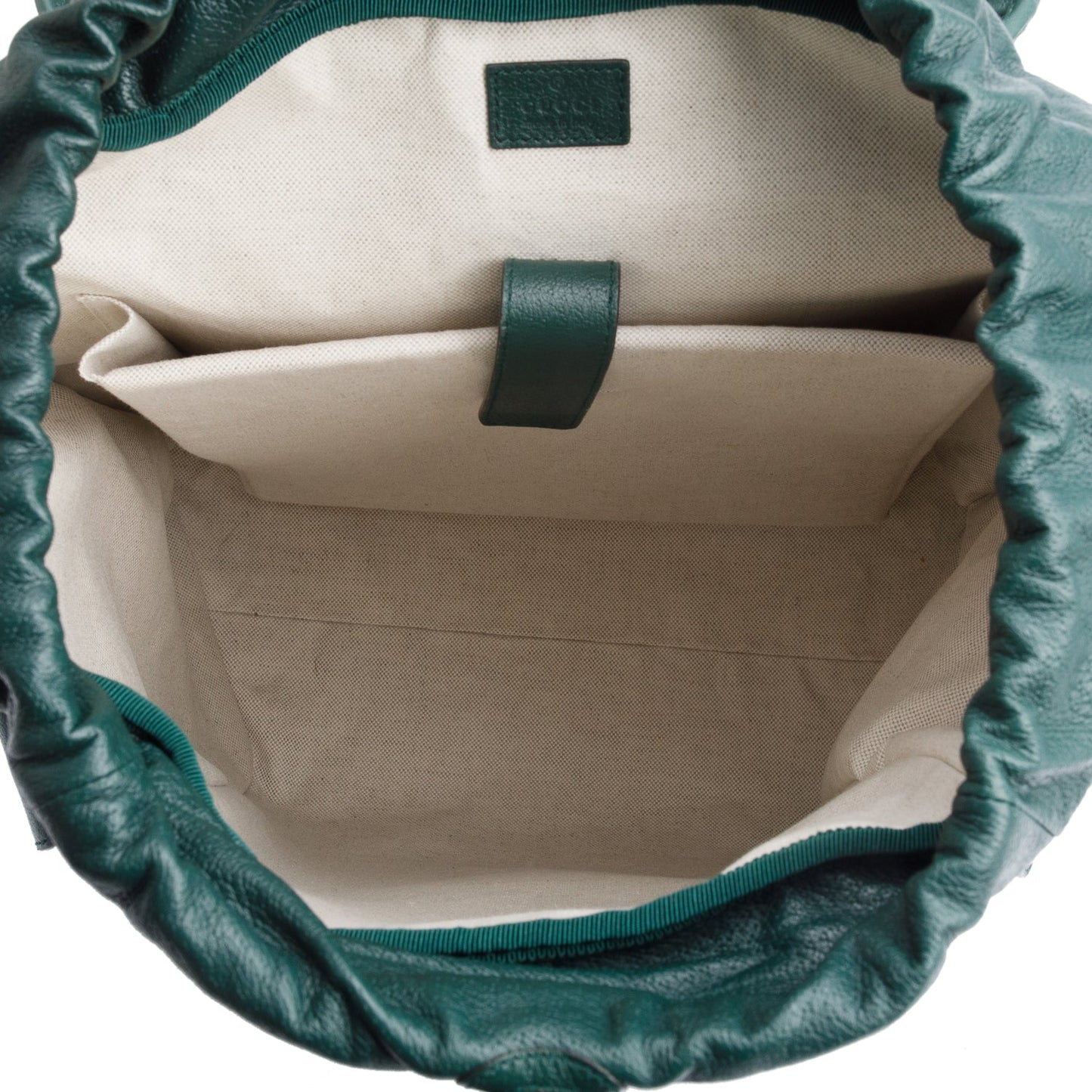 Gucci Green Calfskin Leather Web Double Buckle Ophidia Medium Backpack