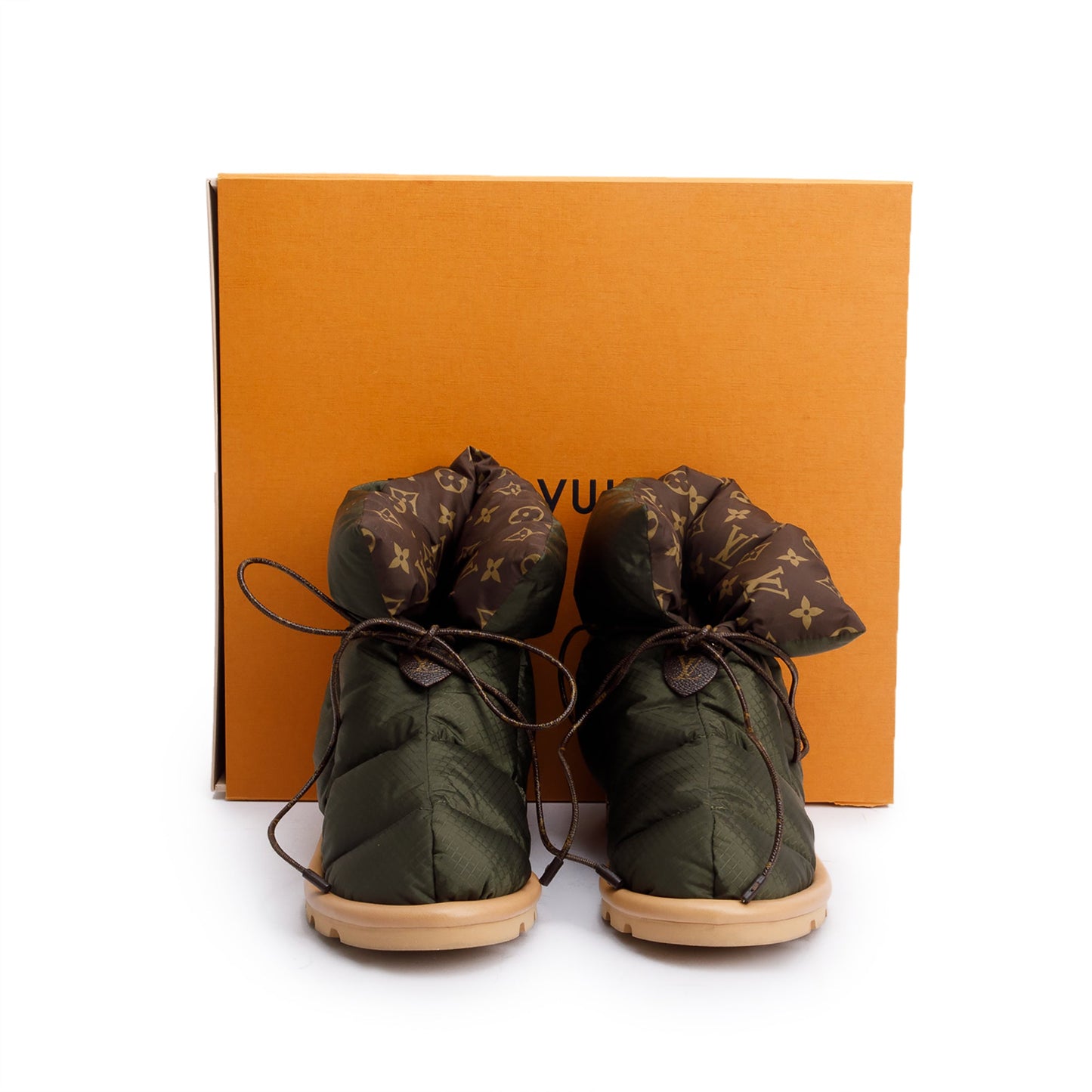 Louis Vuitton 2020 Green Nylon Lace-Up Pillow Comfort Ankle Boots, Size 38