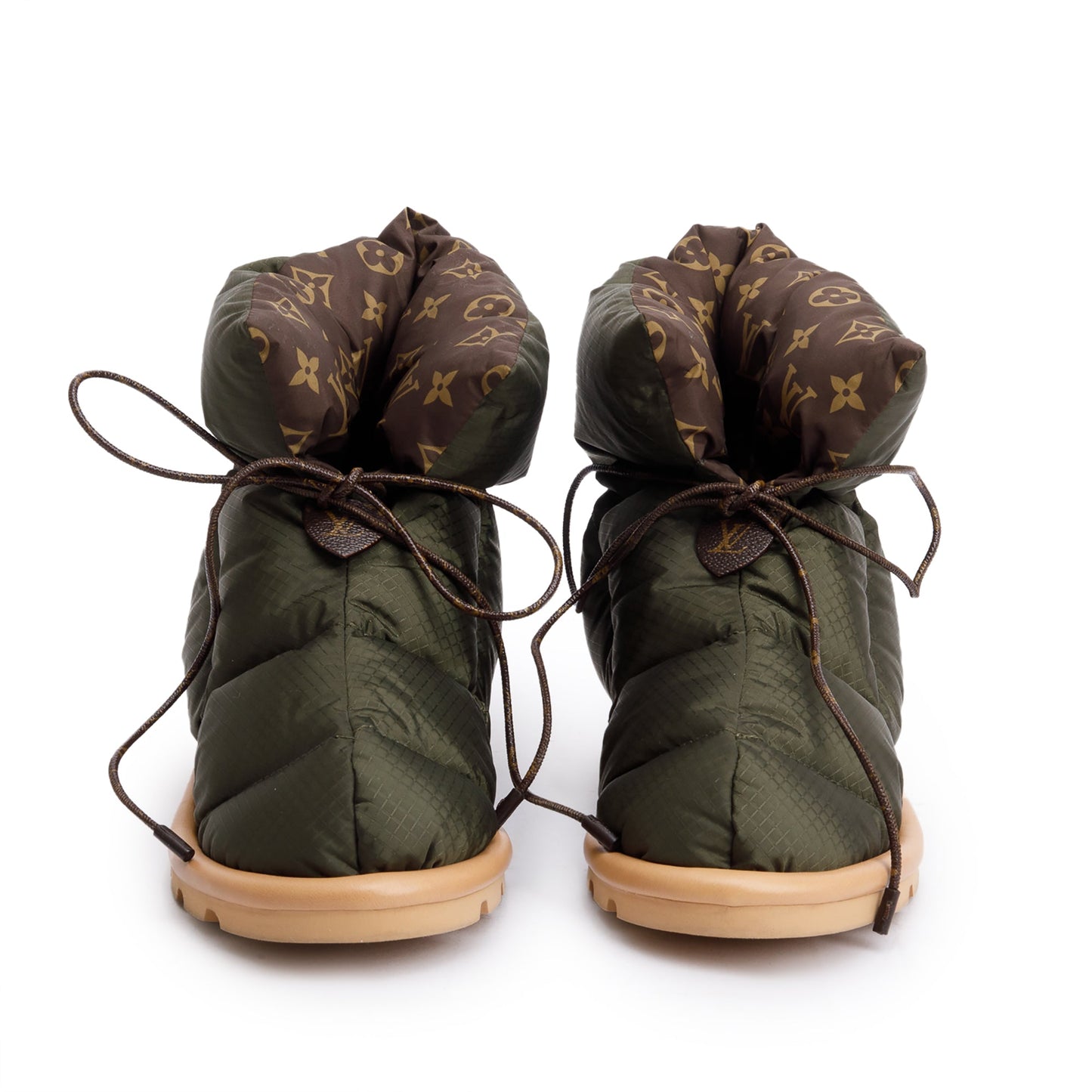 Louis Vuitton 2020 Green Nylon Lace-Up Pillow Comfort Ankle Boots, Size 38