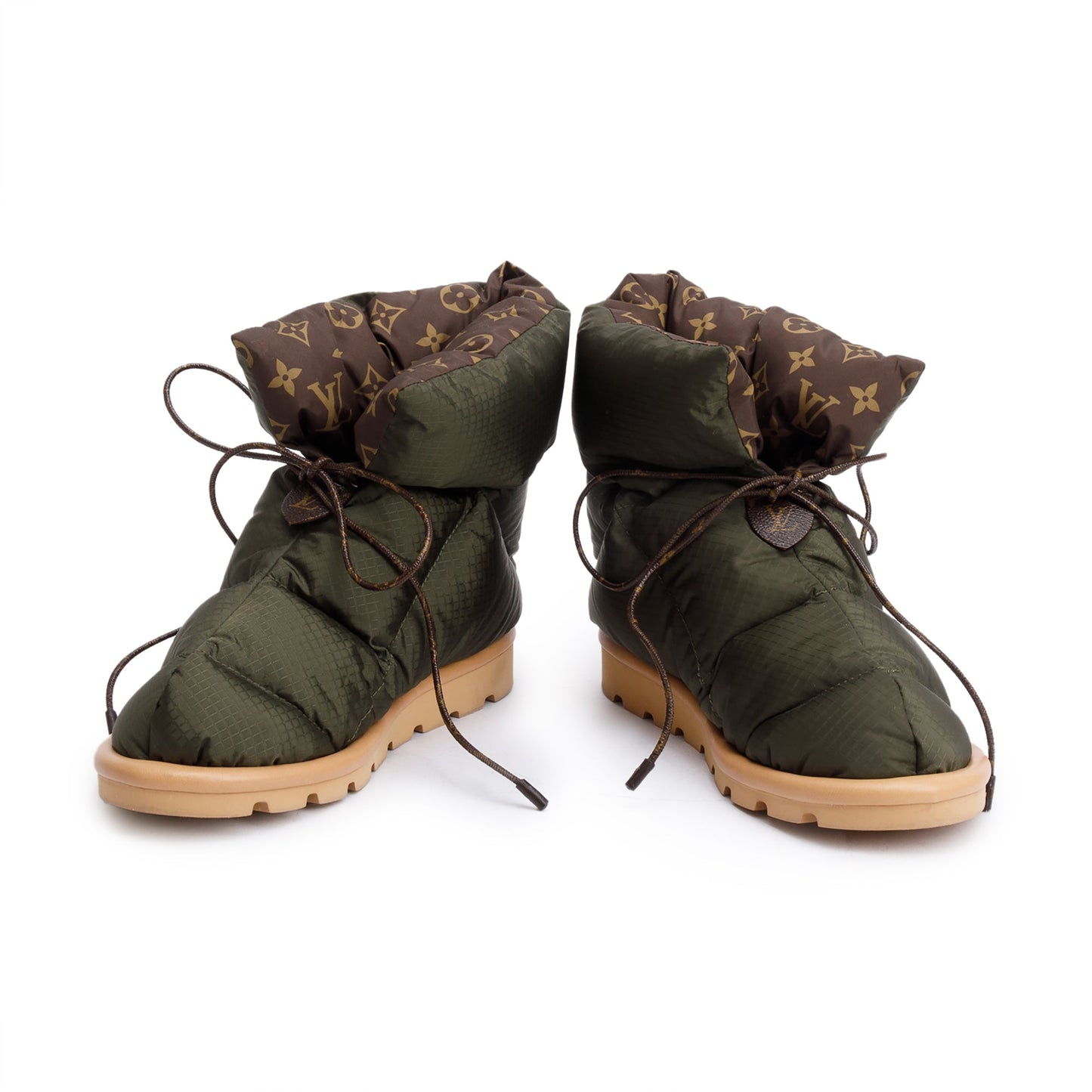 Louis Vuitton 2020 Green Nylon Lace-Up Pillow Comfort Ankle Boots, Size 38