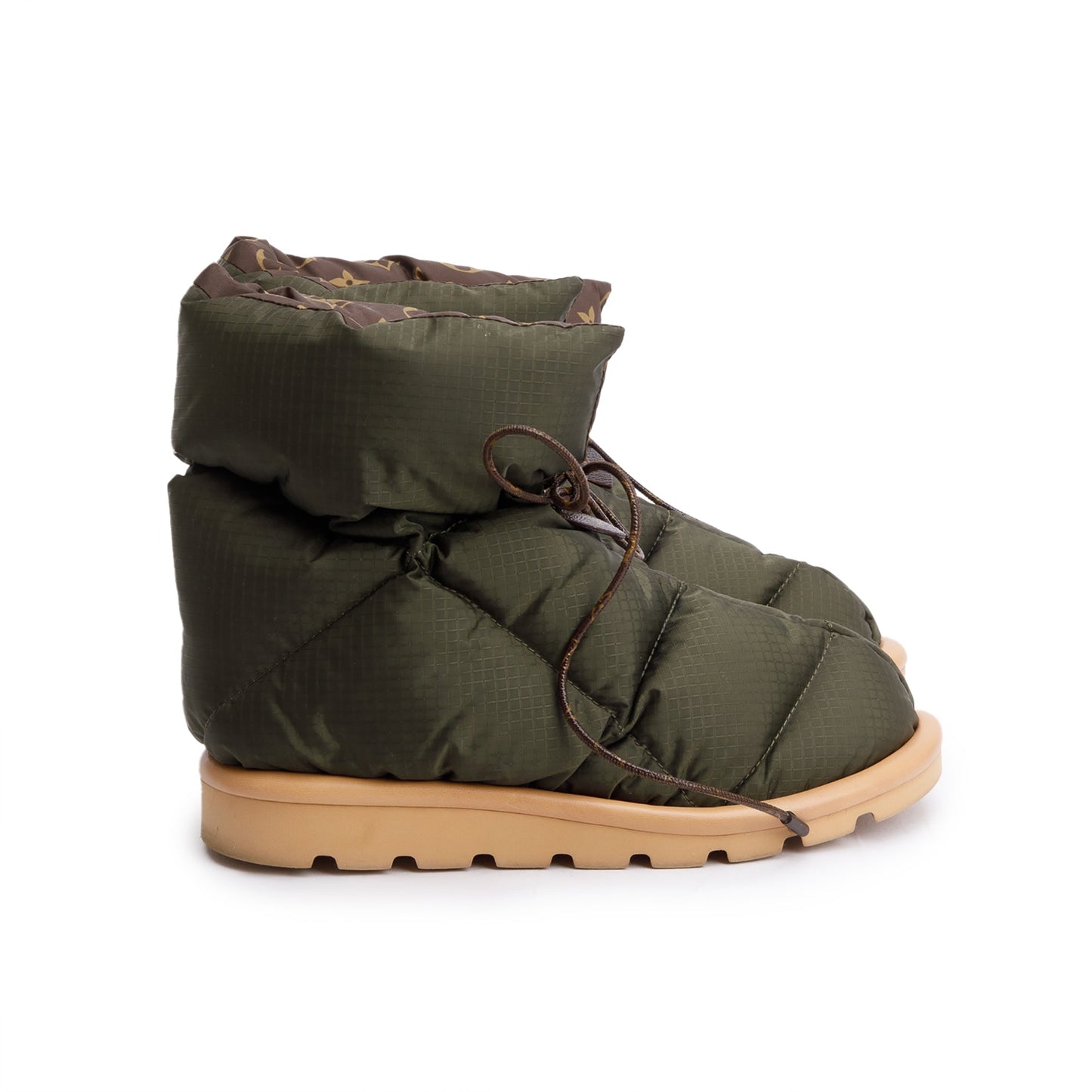 Louis Vuitton 2020 Green Nylon Lace-Up Pillow Comfort Ankle Boots, Size 38