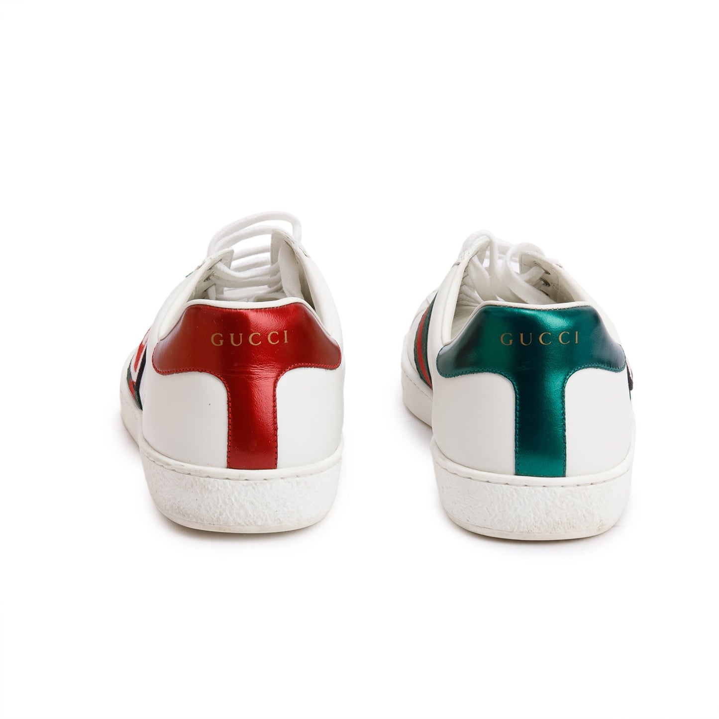 Gucci White Leather Embroidered Web GG Apple Men's Ace Sneakers, Size 8