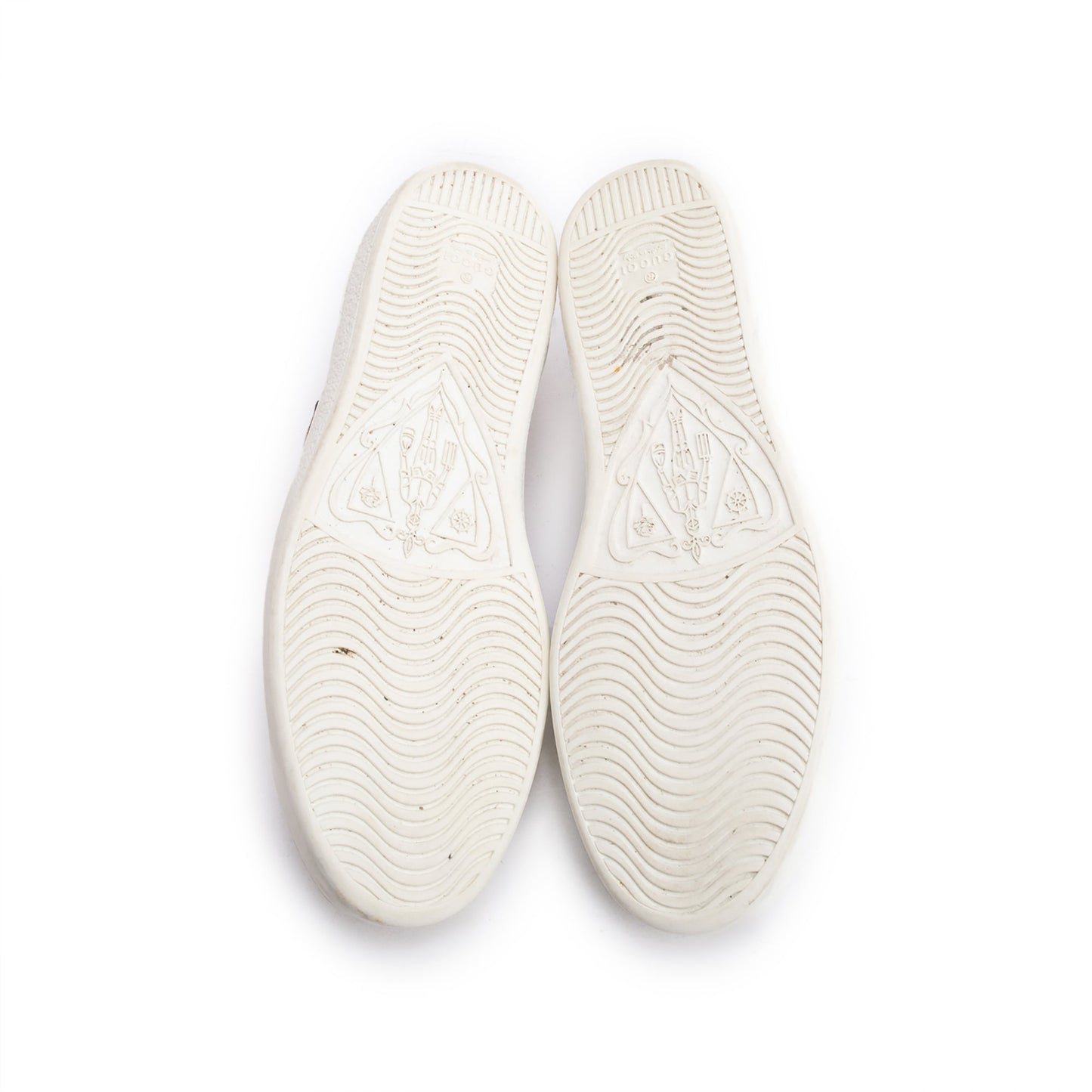 Gucci White Leather Embroidered Web GG Apple Men's Ace Sneakers, Size 8