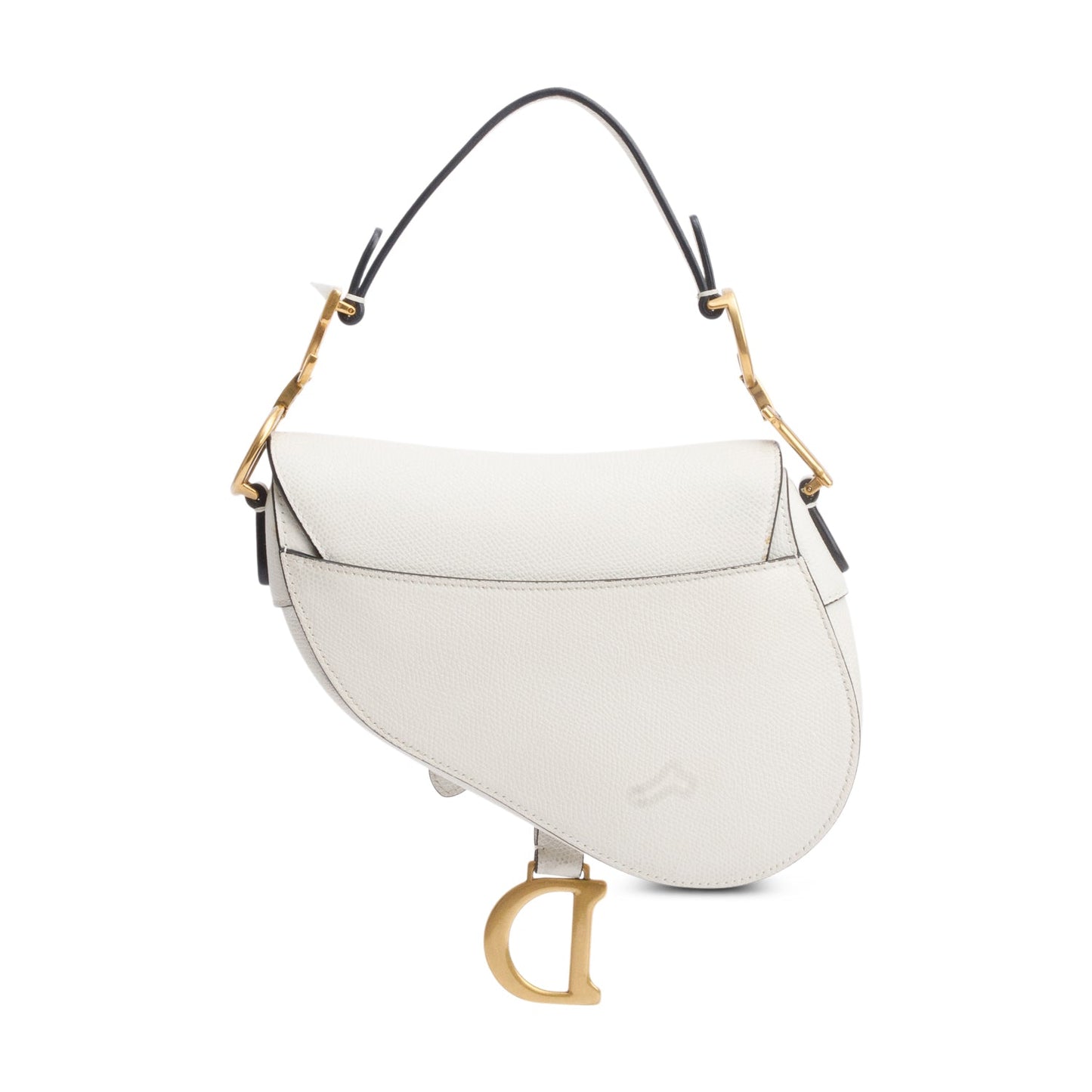 Christian Dior White Grained Calfskin Leather Mini Saddle Bag