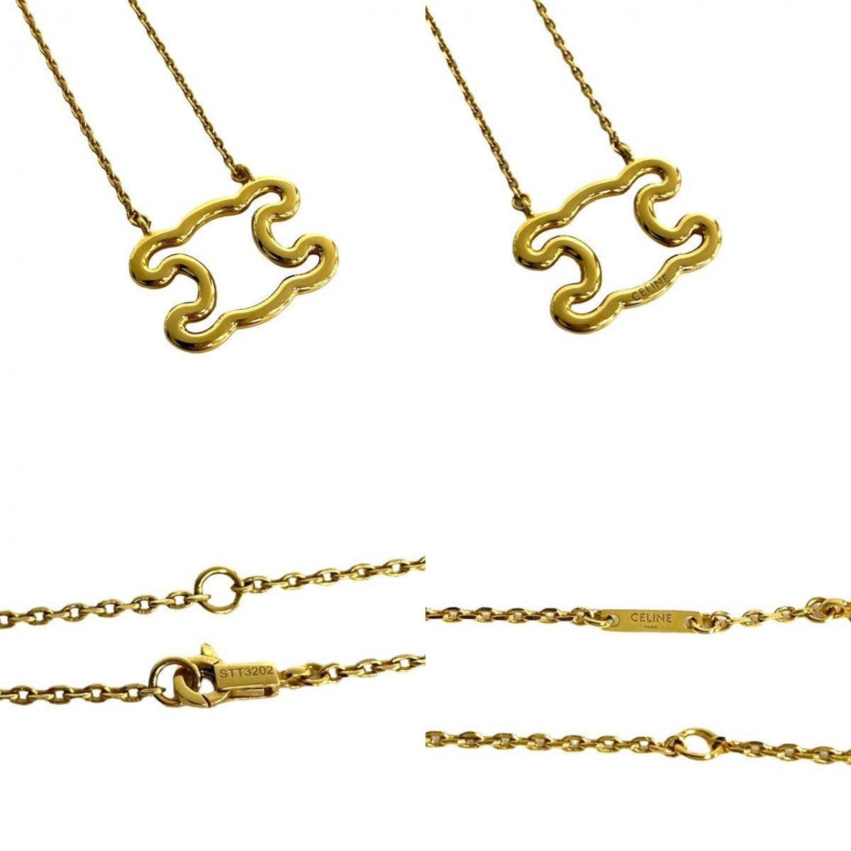 CELINE Necklace Gold Plated gold Triomphe Frame Women