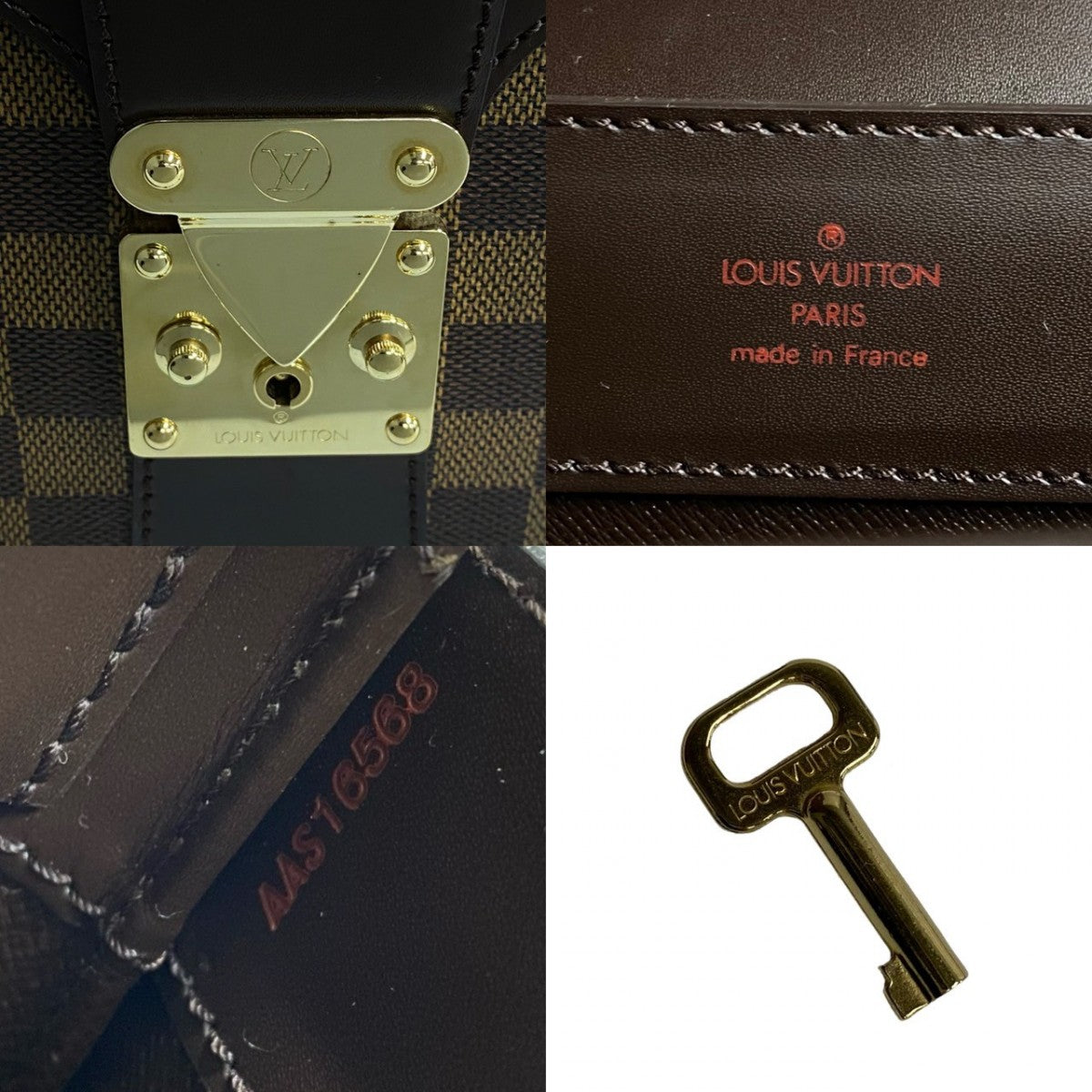 LOUIS VUITTON Business bag AAS16568 Leather, PVC Brown Special order Damier Ambassador mens