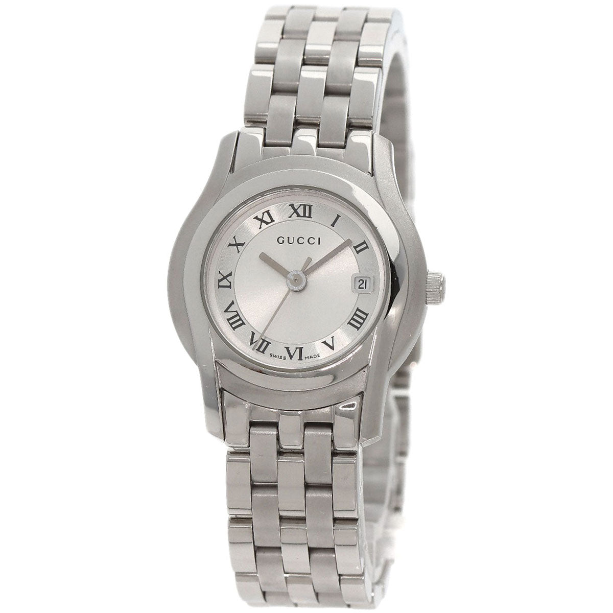 GUCCI Watches Quartz 5500L Stainless Steel , Stainless Steel Silver Round face Silver dial Women