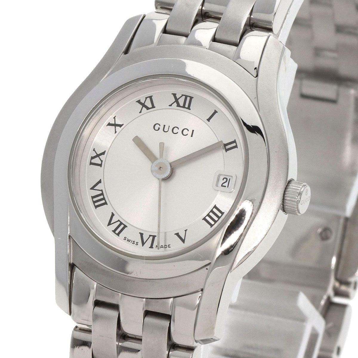 GUCCI Watches Quartz 5500L Stainless Steel , Stainless Steel Silver Round face Silver dial Women