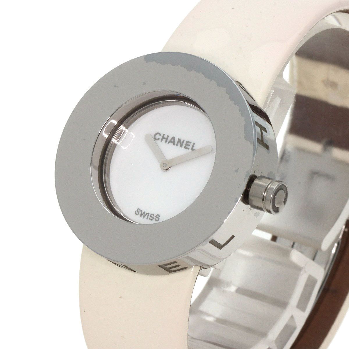 CHANEL Watches Quartz H0580 Metal, Leather Silver La Ronde white dial Women