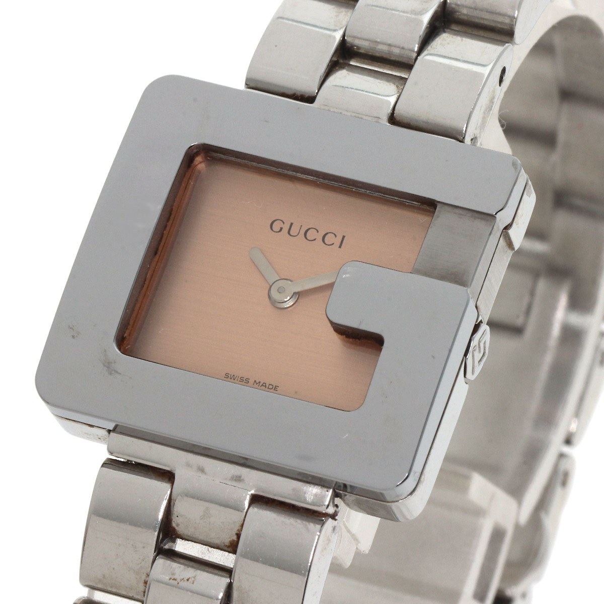 GUCCI Watches Quartz 3600L Stainless Steel , Stainless Steel Silver G Square Orange dial Women
