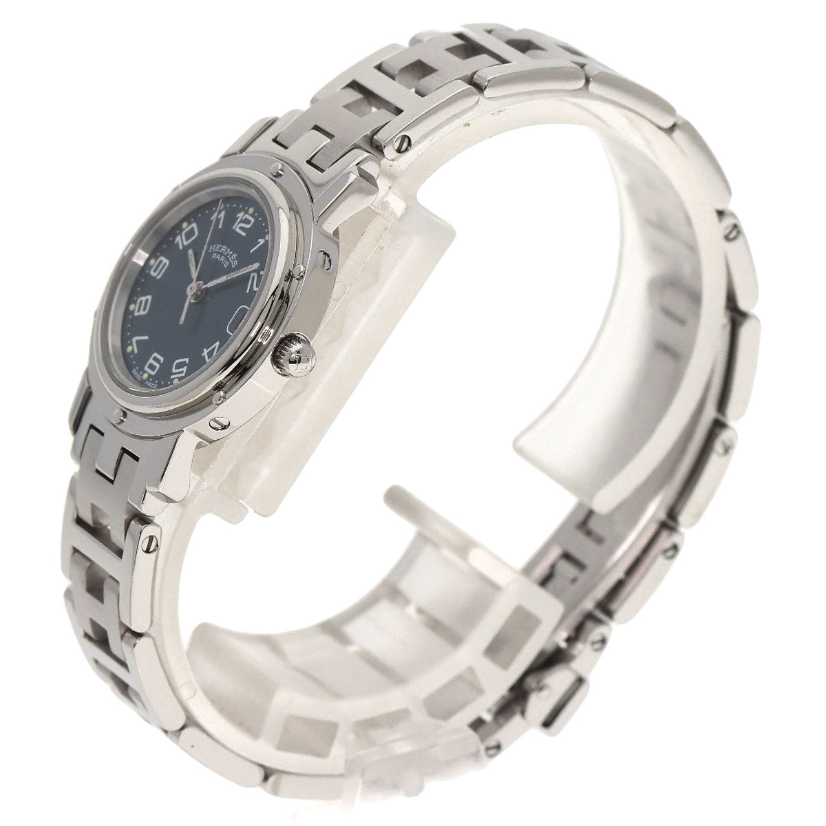 HERMES Watches Quartz CL4.210 Stainless Steel , Stainless Steel Silver Clipper blue dial Women