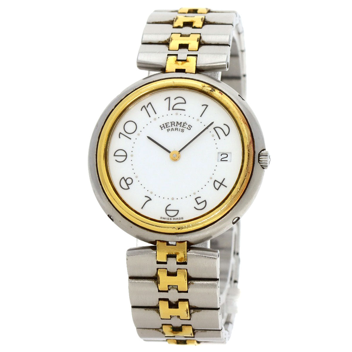 HERMES Watches Quartz Stainless Steel , SSxGP gold profile white dial mens