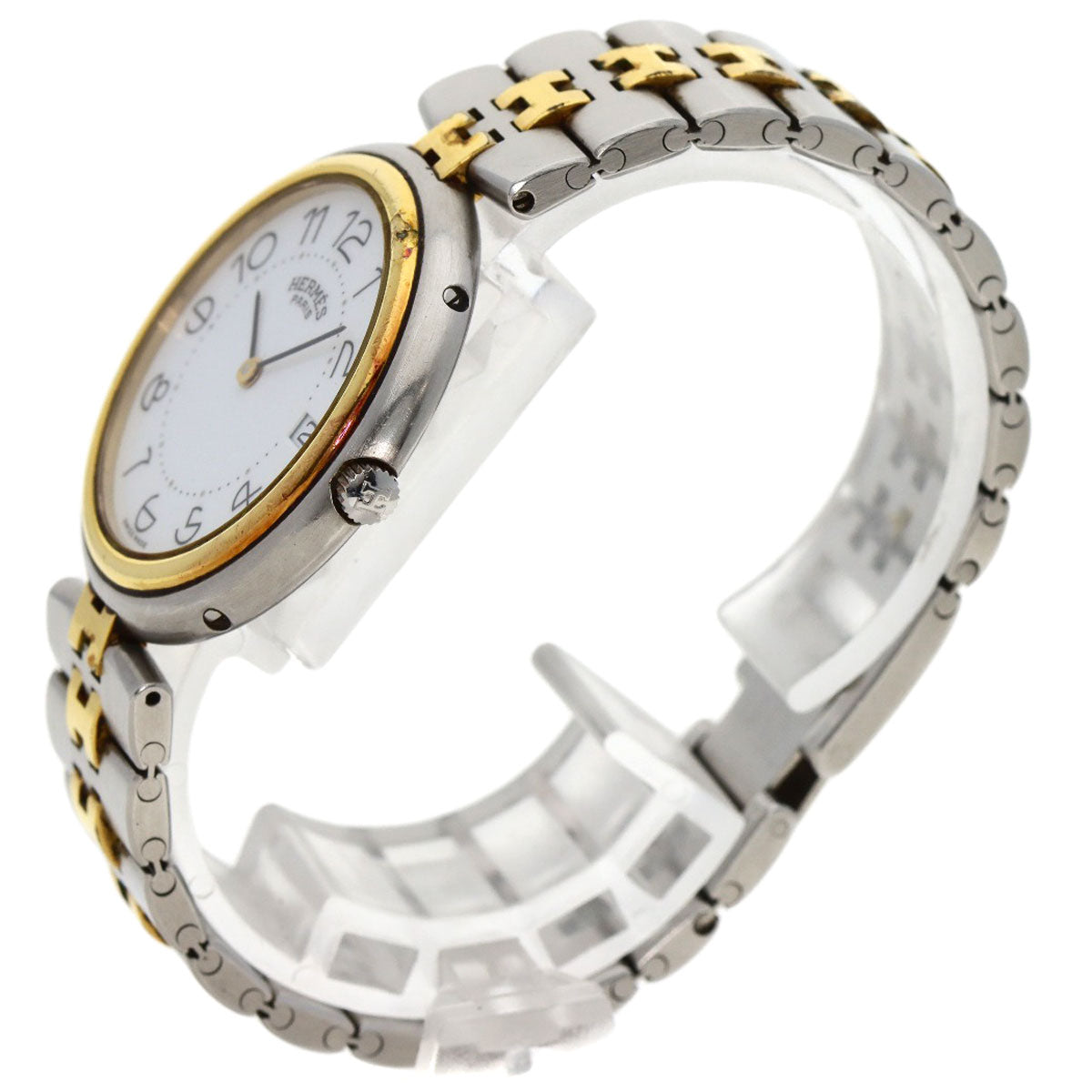 HERMES Watches Quartz Stainless Steel , SSxGP gold profile white dial mens