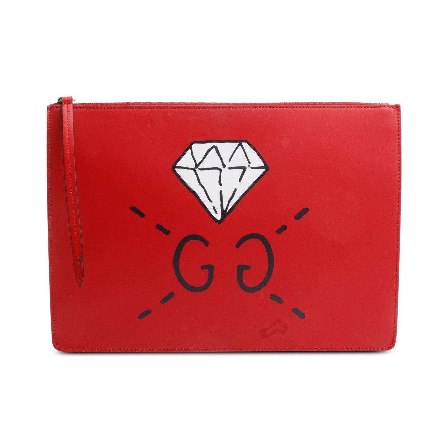 Gucci Red Calfskin Leather Ghost GG Diamond Messenger Bag