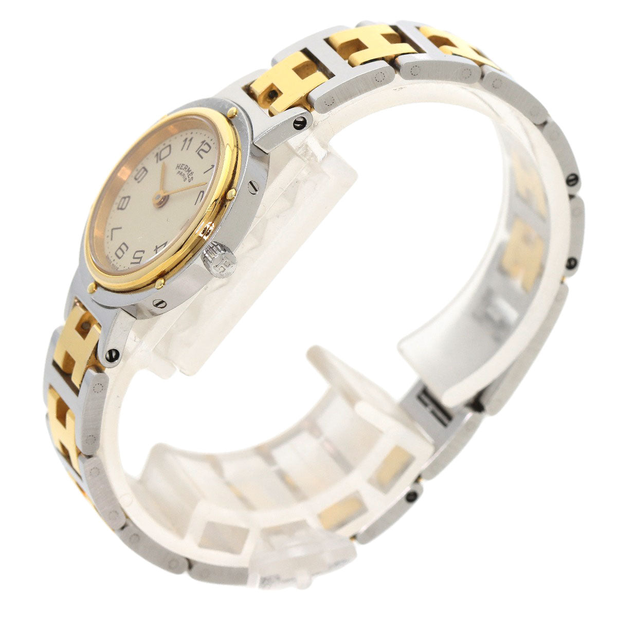 HERMES Watches Quartz Stainless Steel , SSxGP gold Clipper Old Belt Ivory dial Women