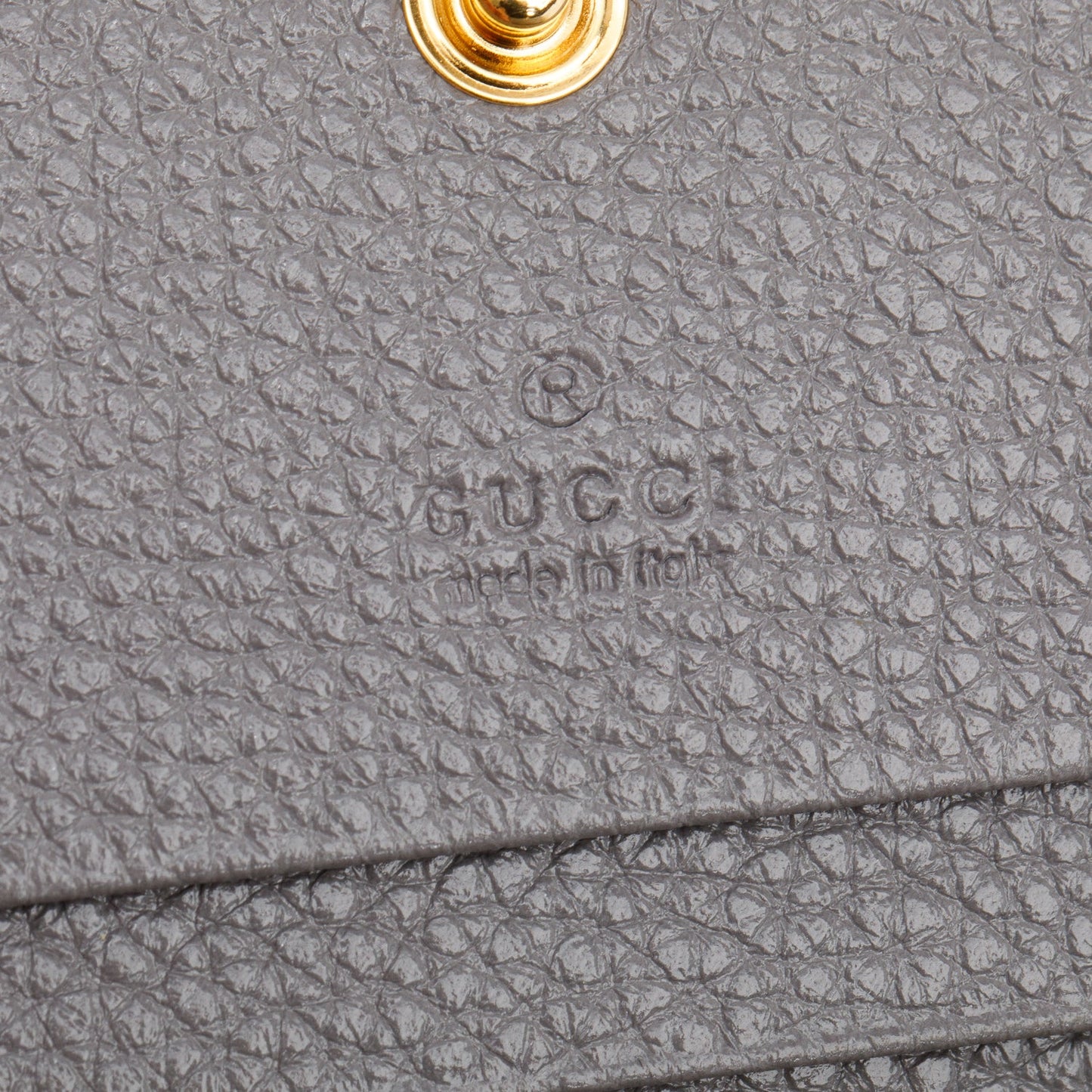 Gucci Grey Calfskin Leather Zumi Chain Card Case Wallet