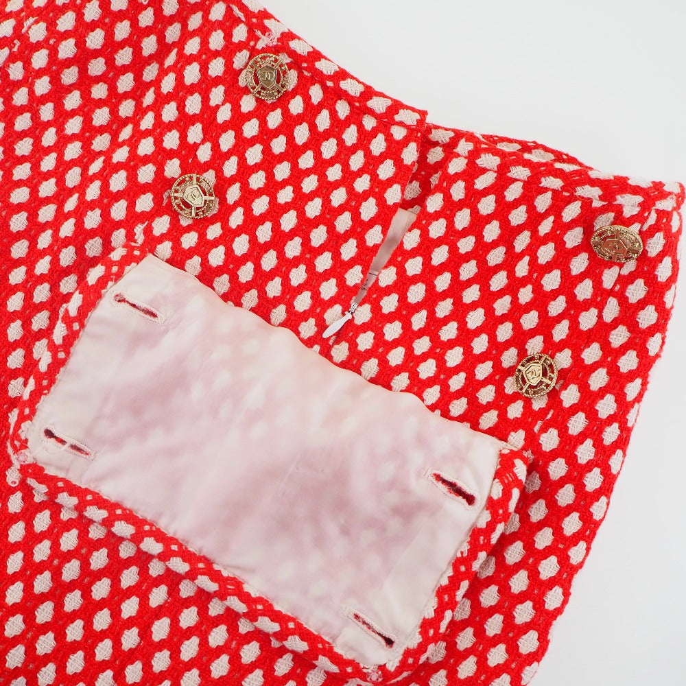 CHANEL skirt P32954V23394 Rayon, Bamboo, Cotton Red 2008 cruise collection COCO Mark button with mini back charm Women 34