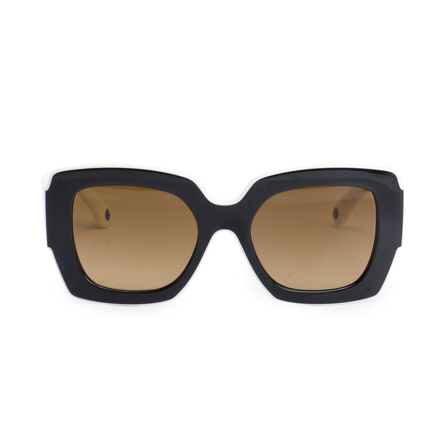 Chanel 6059 Black/White Acetate Polarized CC Logo Square Sunglasses