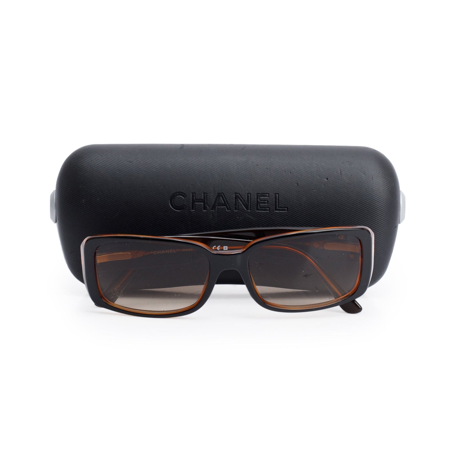 Chanel 5111 Brown Quilted Acetate CC Camellia Rectangle Sunglasses