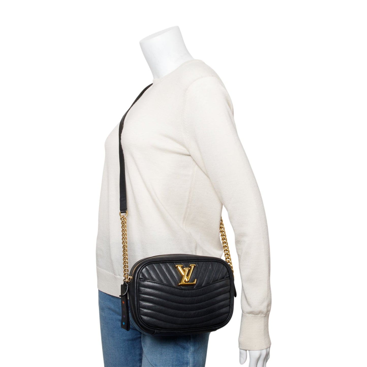 Louis Vuitton Black Calfskin Leather New Wave Camera Bag