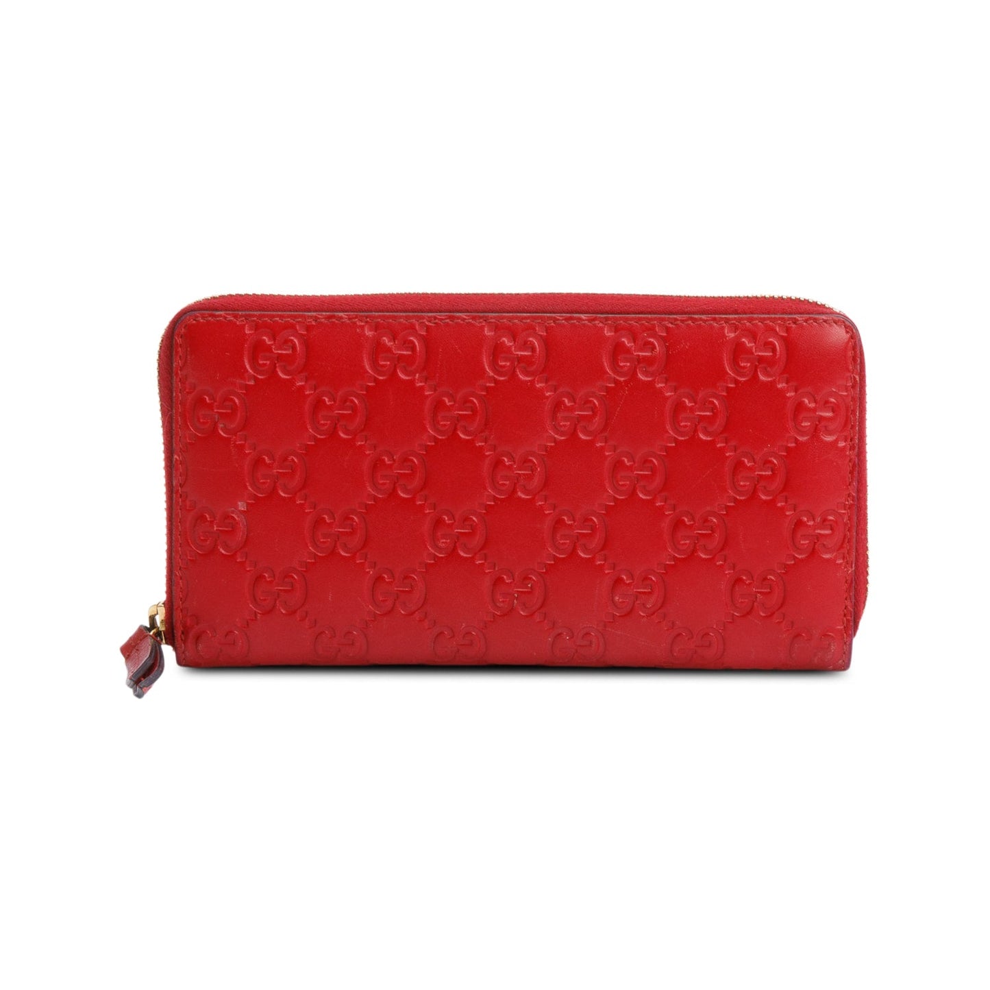 Gucci Red Guccissima Leather Zip Around Wallet