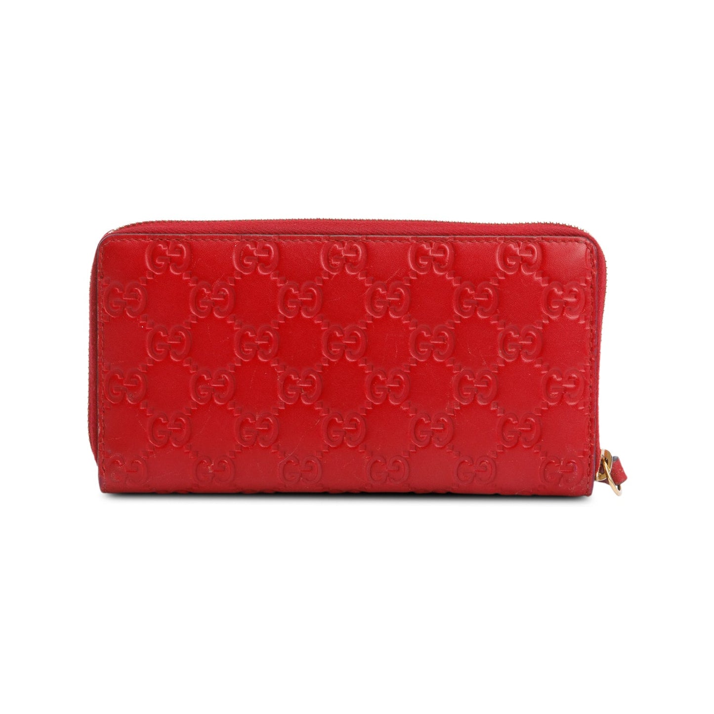 Gucci Red Guccissima Leather Zip Around Wallet