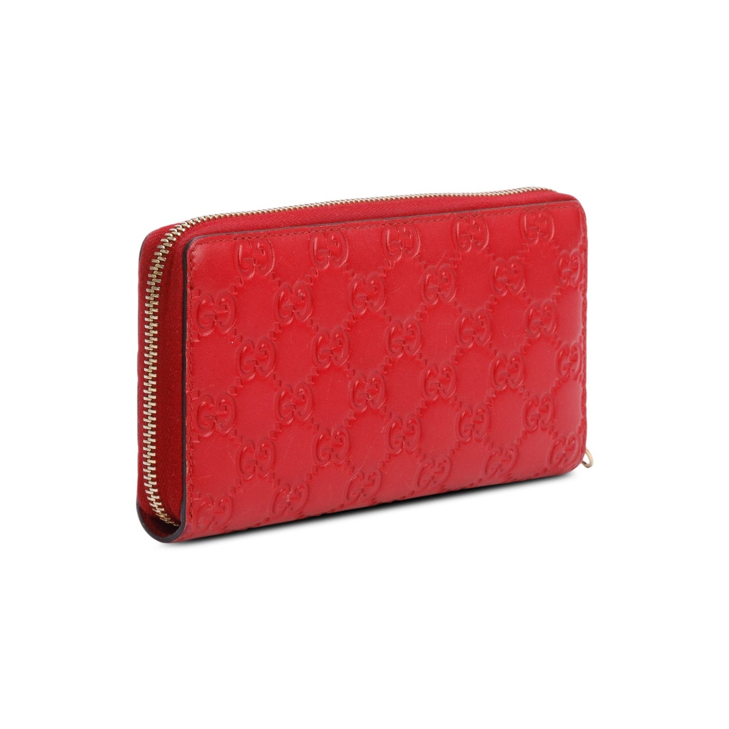 Gucci Red Guccissima Leather Zip Around Wallet