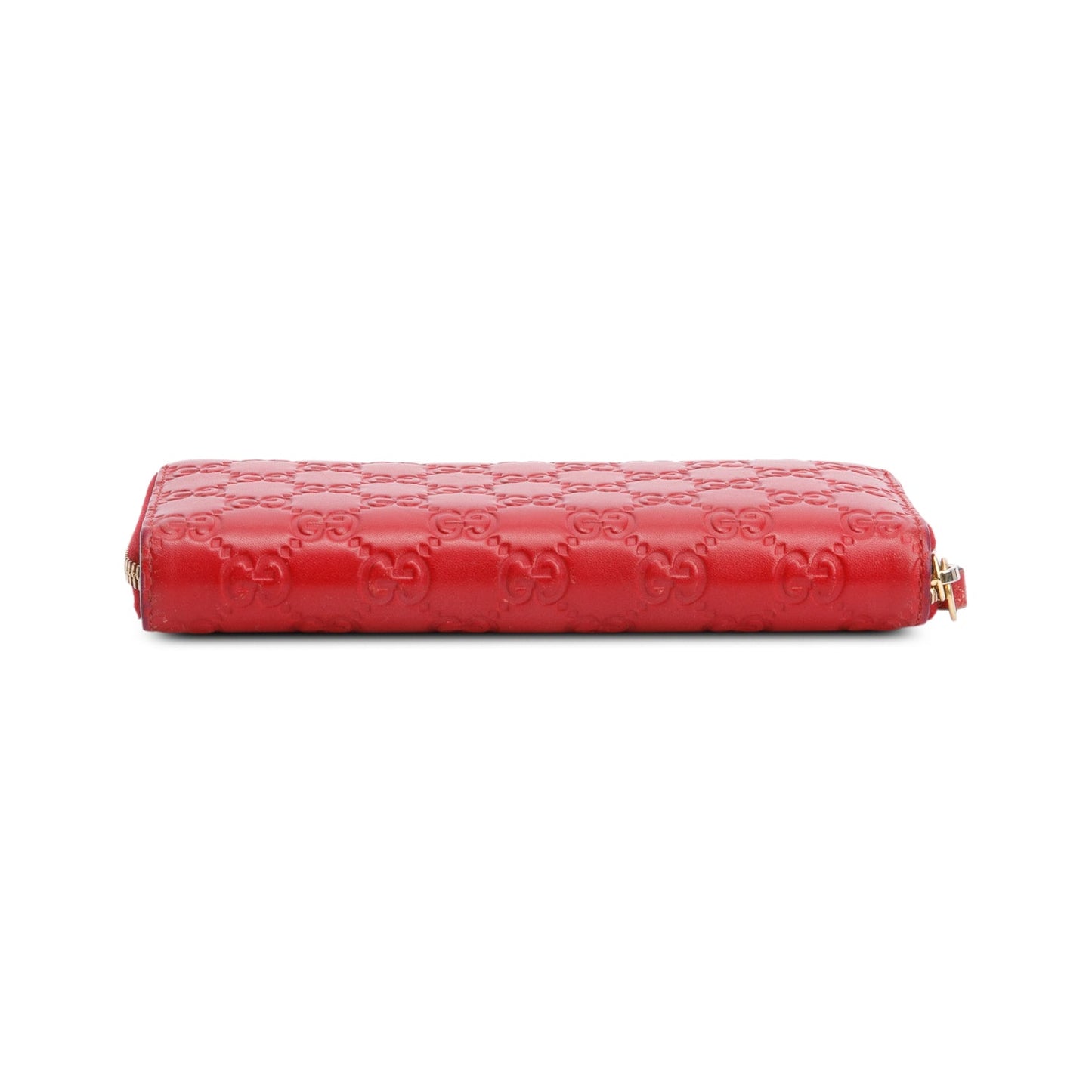 Gucci Red Guccissima Leather Zip Around Wallet