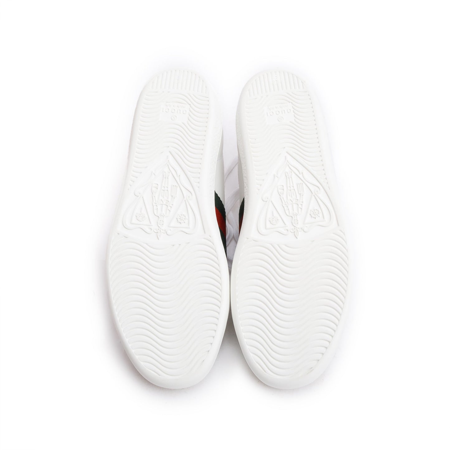 Gucci 2023 White Leather Embroidered Web Bee Ace Sneakers, Size 37