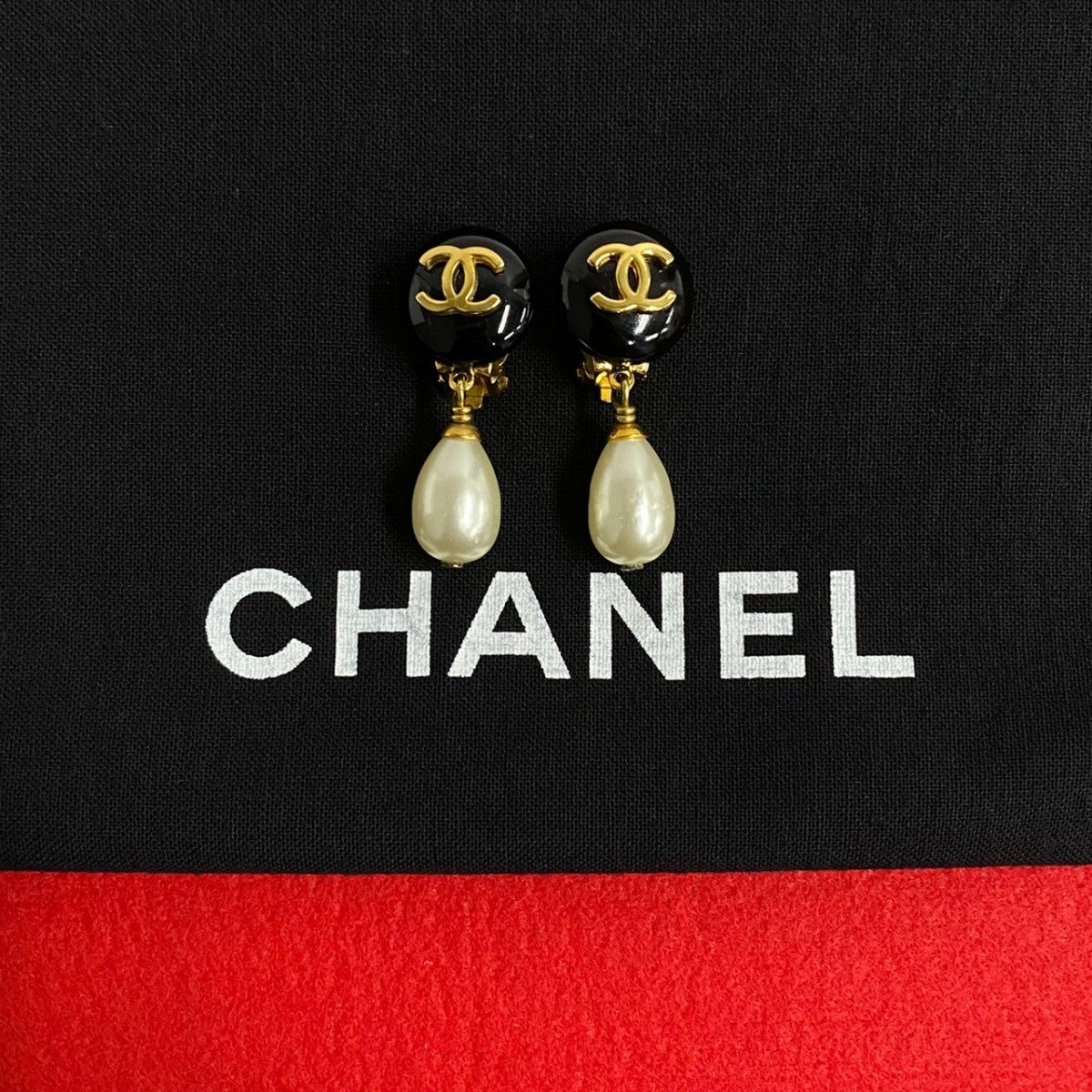 CHANEL Earring Faux Pearl, Gold Plated gold COCO Mark Women