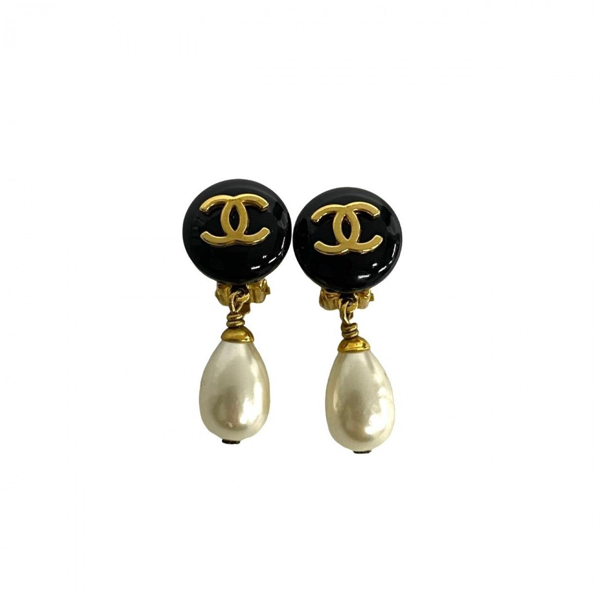 CHANEL Earring Faux Pearl, Gold Plated gold COCO Mark Women