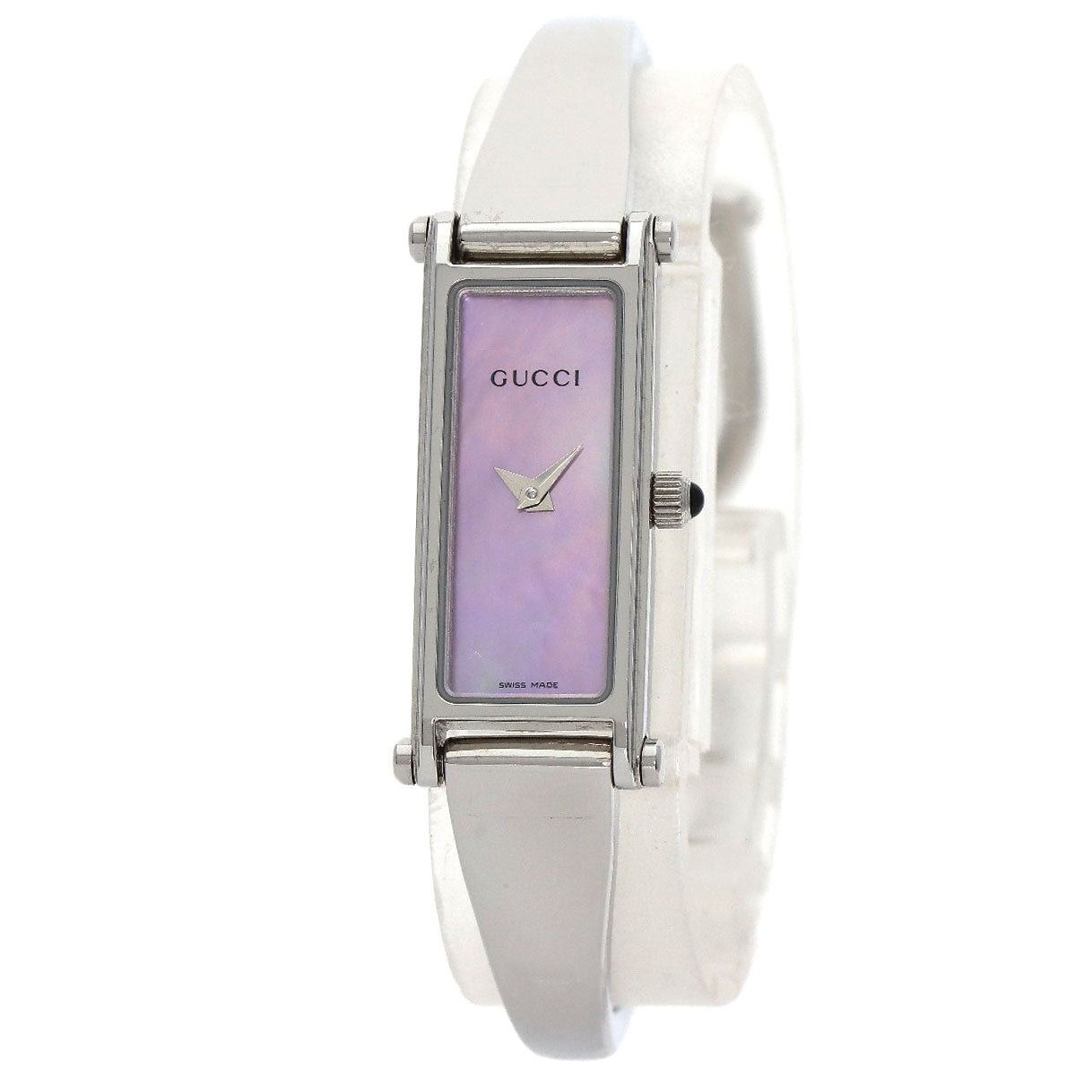 GUCCI Watches Quartz 1500L Stainless Steel , Stainless Steel Silver Square face bangle Pink shell dial Women