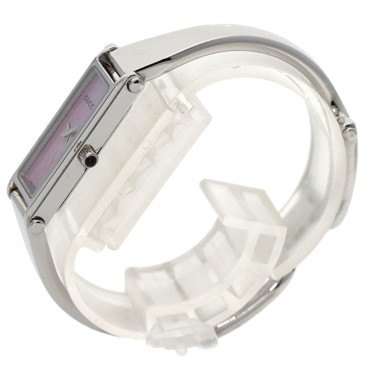 GUCCI Watches Quartz 1500L Stainless Steel , Stainless Steel Silver Square face bangle Pink shell dial Women