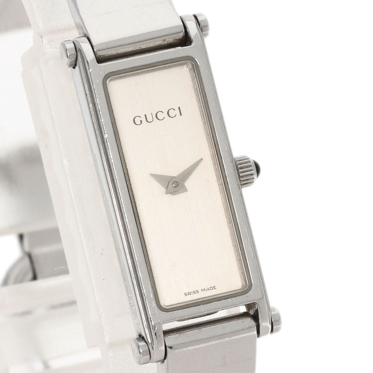 GUCCI Watches Quartz 1500L Stainless Steel , Stainless Steel Silver Square face Silver dial Women